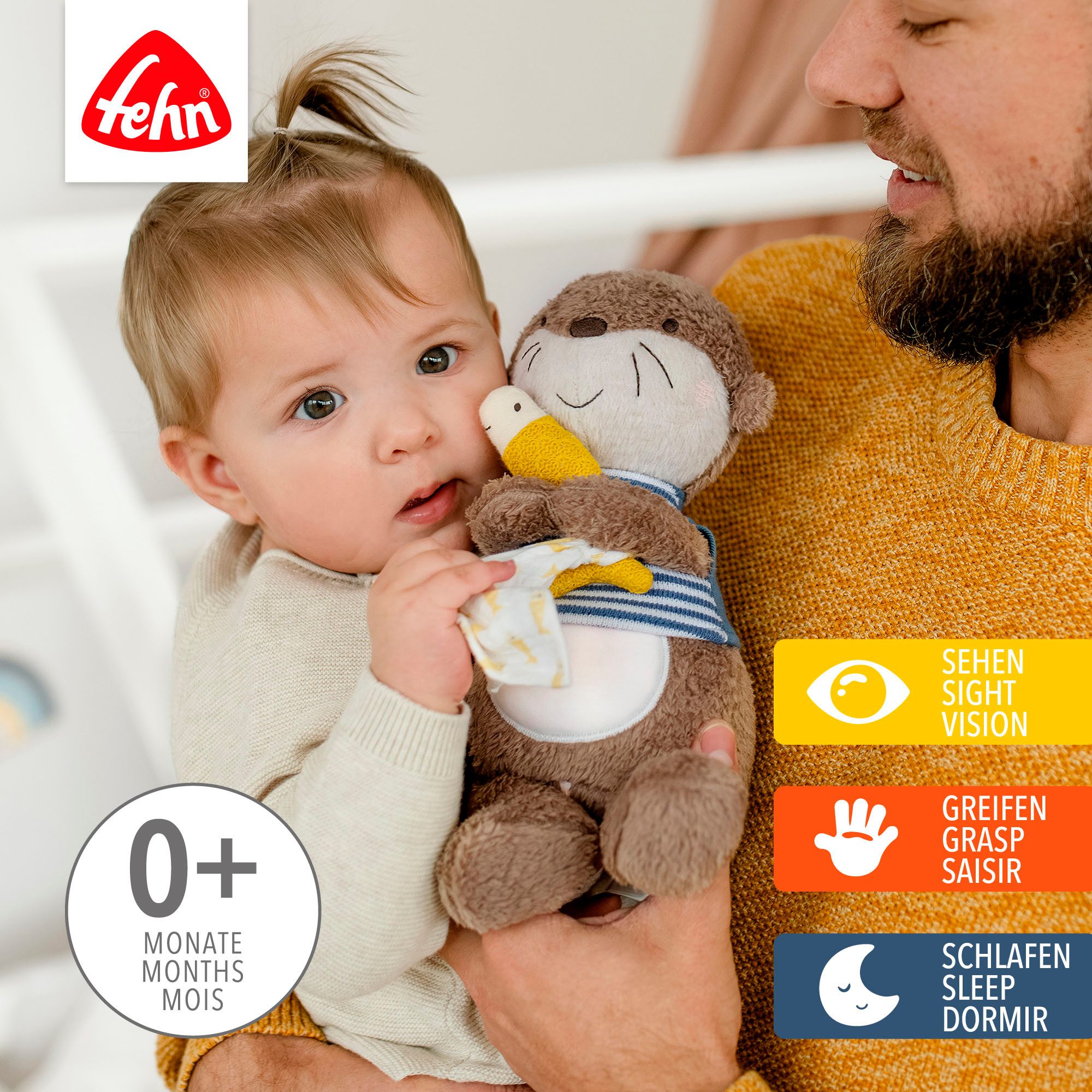 Fehn Kuscheltier Otter Theo, Nachtlicht, mit »Glow-in-the-dark«-Bestickung & Nachtlicht-Modul
