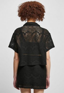 URBAN CLASSICS Klassische Bluse Urban Classics Damen Ladies Crochet Lace Resort Shirt