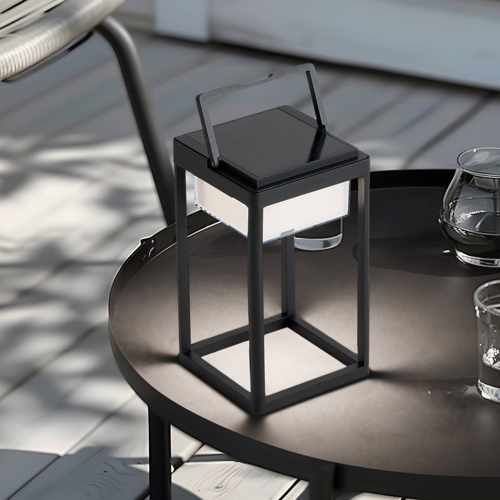 Lucande Außen-Tischleuchte Tilena, LED, Metall, Schwarz warmweiß IP54, LED 2 W gesamt, warmweiß