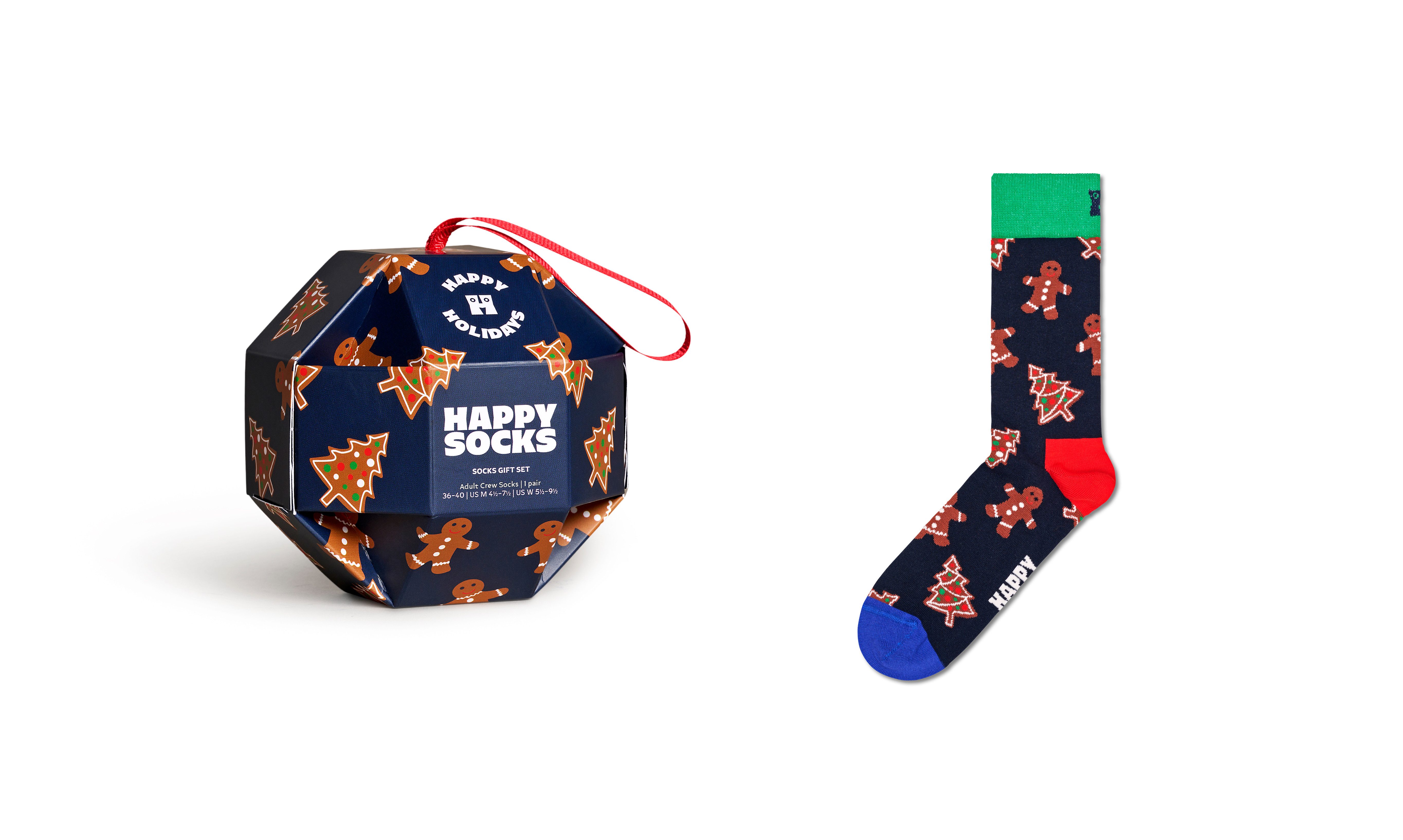 Happy Socks Langsocken (Box) mit Pfefferkuchen-Motiv