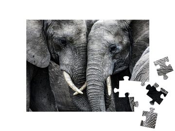 puzzleYOU Puzzle Elefanten, 48 Puzzleteile, puzzleYOU-Kollektionen Elefanten, Schwarz-Weiß