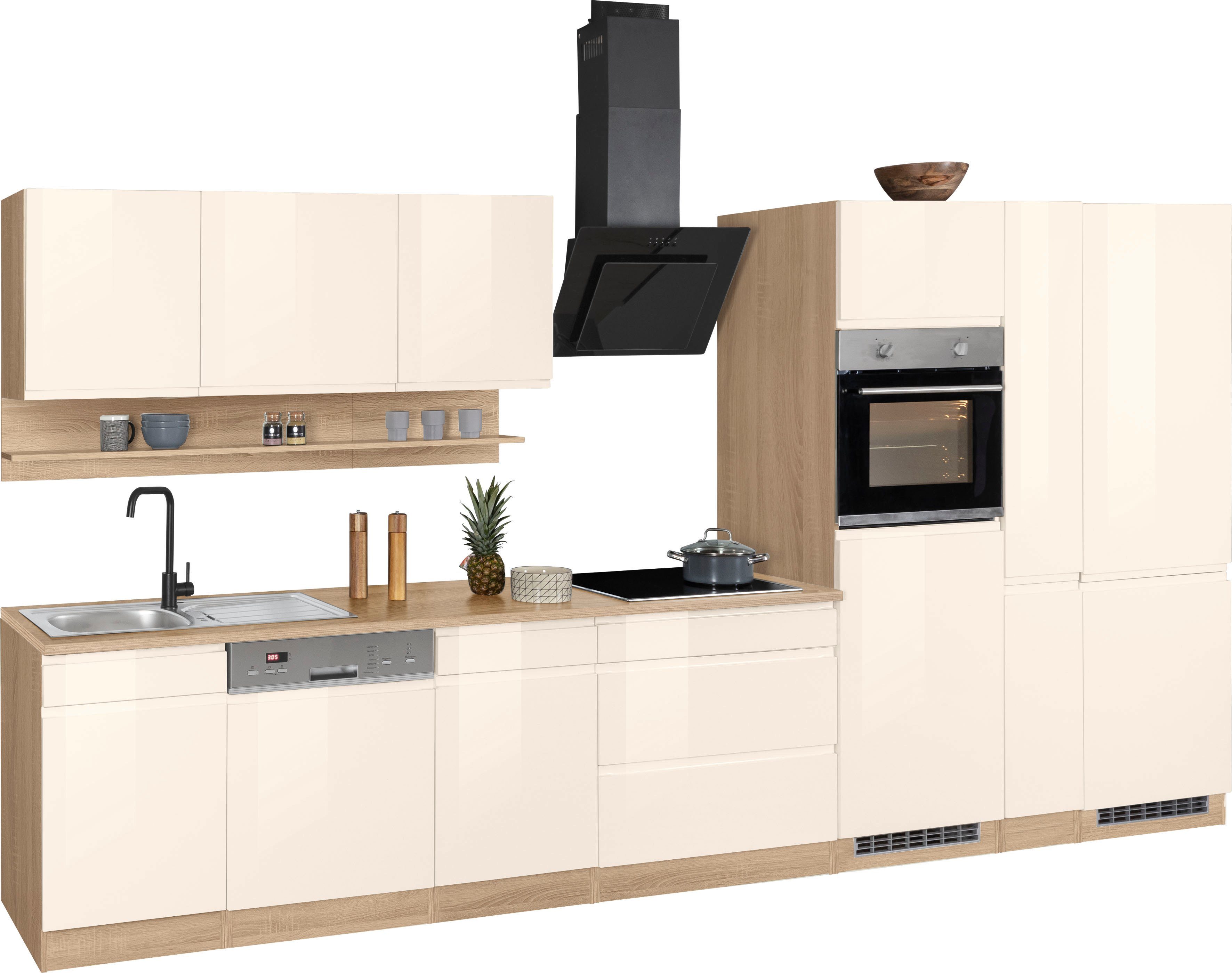 KOCHSTATION Küchenzeile KS-Virginia, Breite 390 cm, mit Glaskeramik-oder Induktionskochfeld