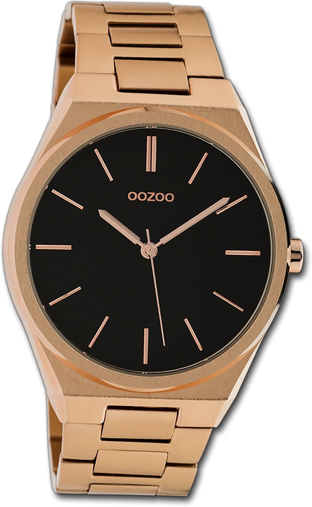 OOZOO Quarzuhr Oozoo Unisex Armbanduhr Vintage Series, (Analoguhr), Damen, Herrenuhr Metallarmband rosegold, rundes Gehäuse, groß (40mm)