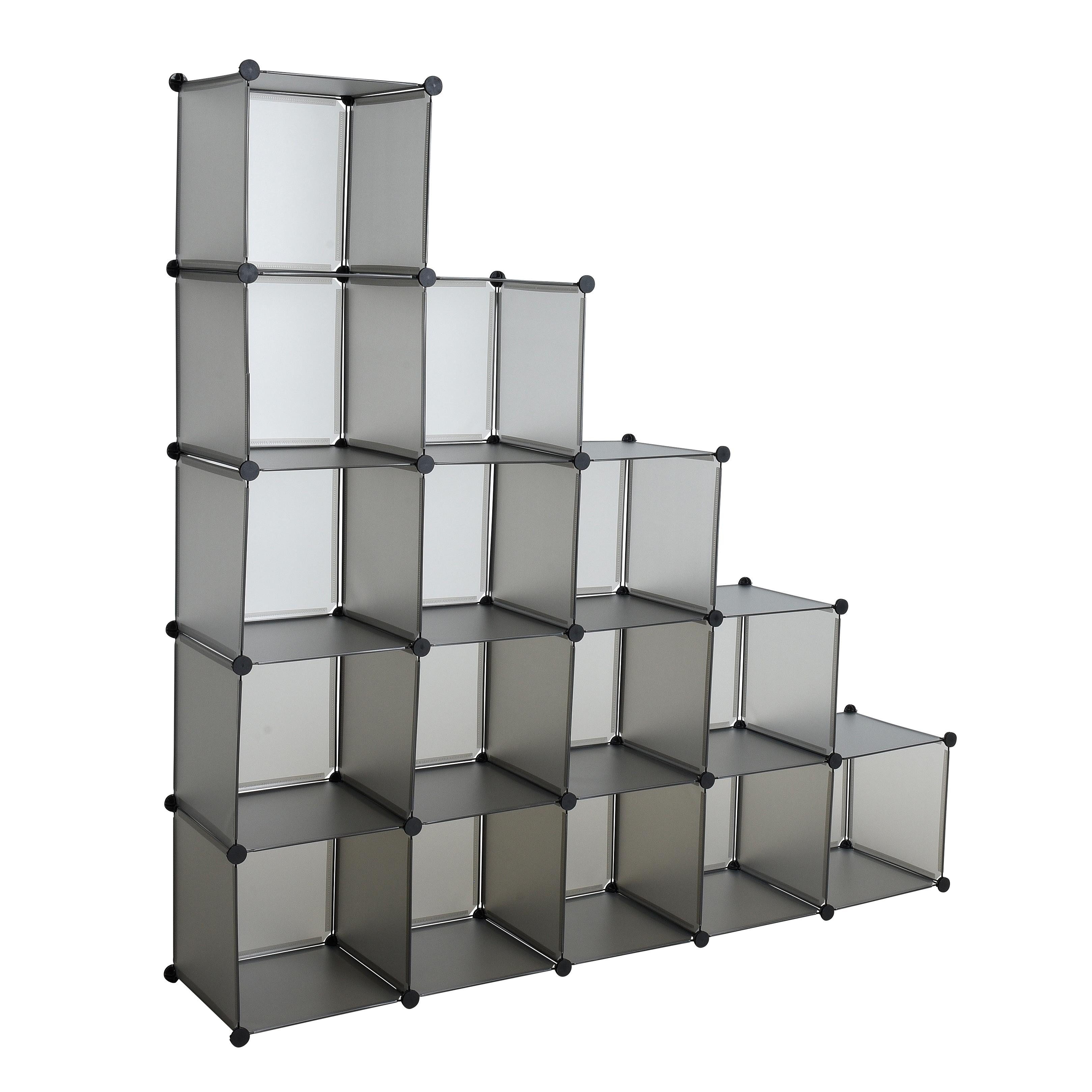 ESTEXO Regal system Würfelregal Steckregal 15 Fächer Stufenregal DIY Kunststoff