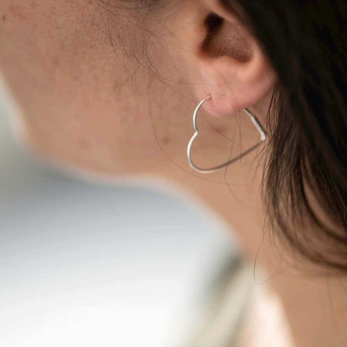 Materia Paar Creolen Herz Ohrringe Herzform Liebe dünn SO-481, 925 Sterling Silber
