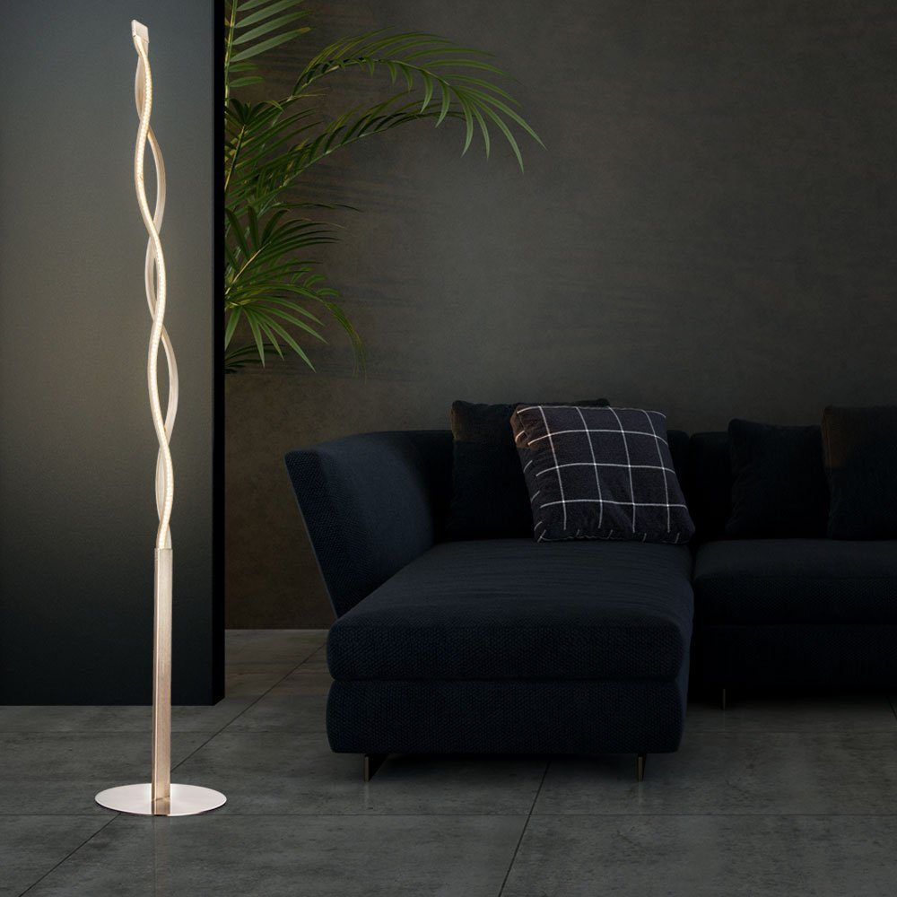 Produktbild von Moderne LED Stehleuchte Dimmbar – Wohnzimmer, Schlafzimmer, Arbeitszimmer – Nickel-matt & Stilvoll