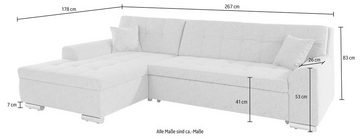 DOMO collection Ecksofa Aversa L-Form, wahlweise mit Bettfunktion