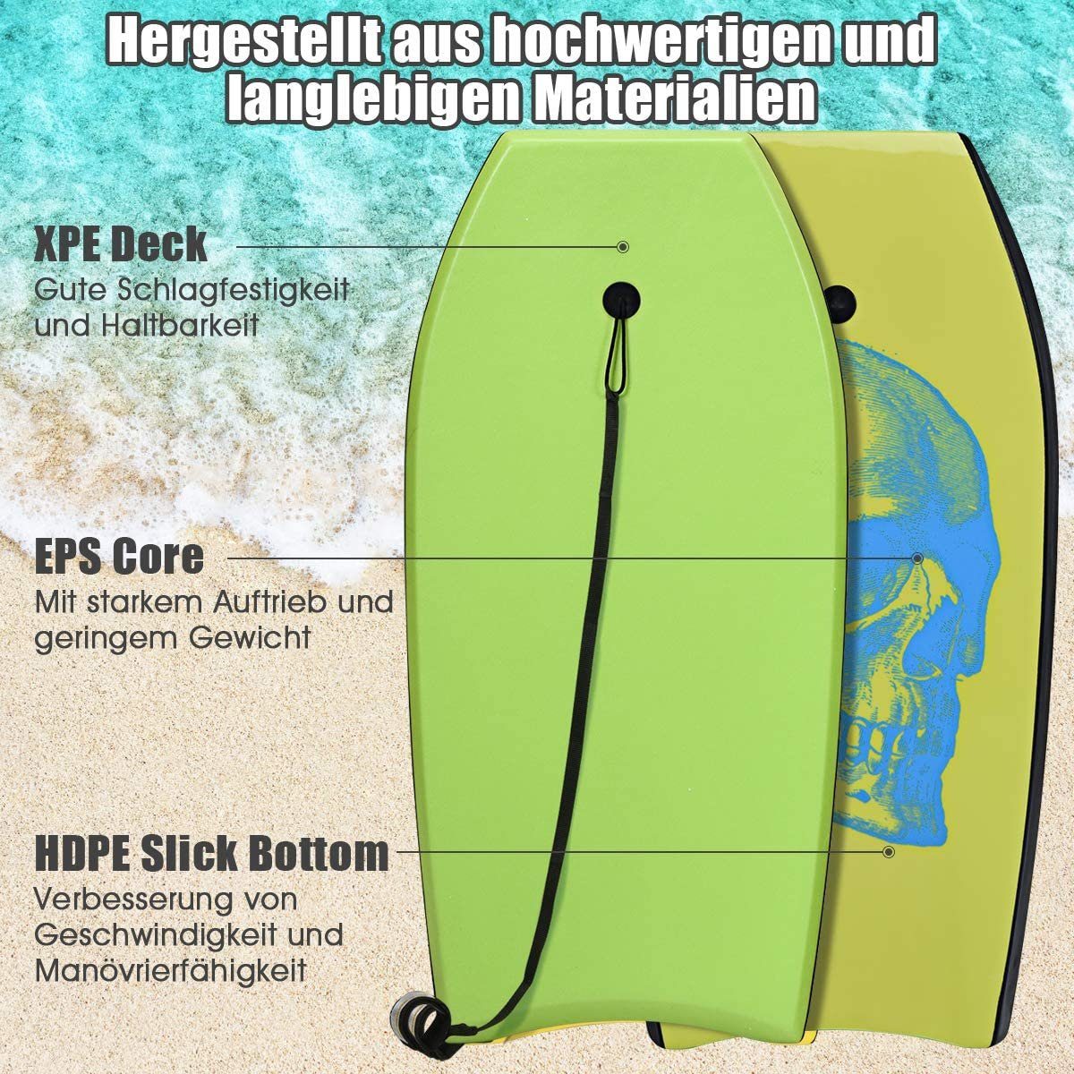 COSTWAY Schwimmbrett Bodyboard, 104 x 51 x 6 cm