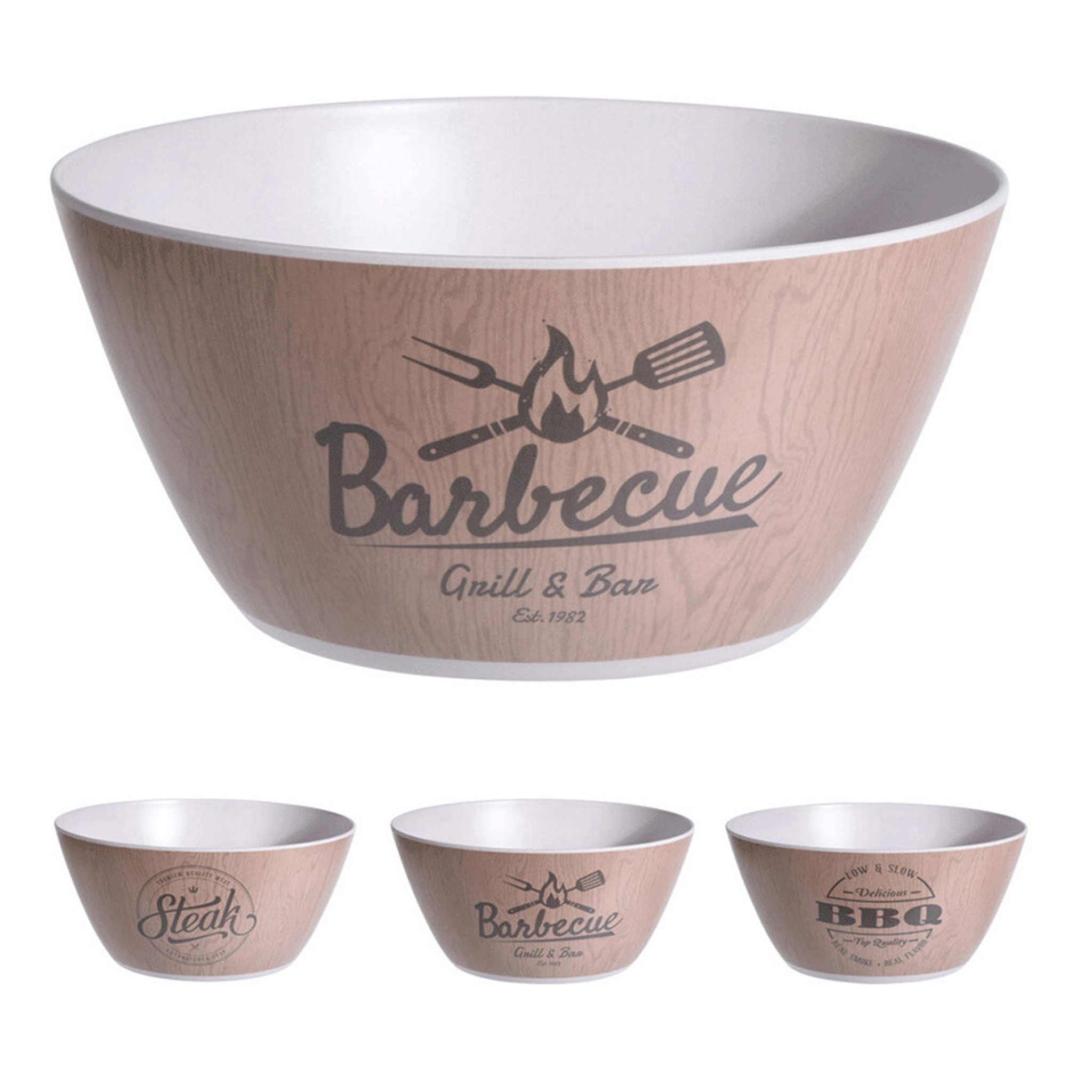 Excellent Houseware Schüssel, Kunststoff, Schüssel 25,5x11,5cm Melamin Holzoptik mit Motiv 1 Stück sortiert