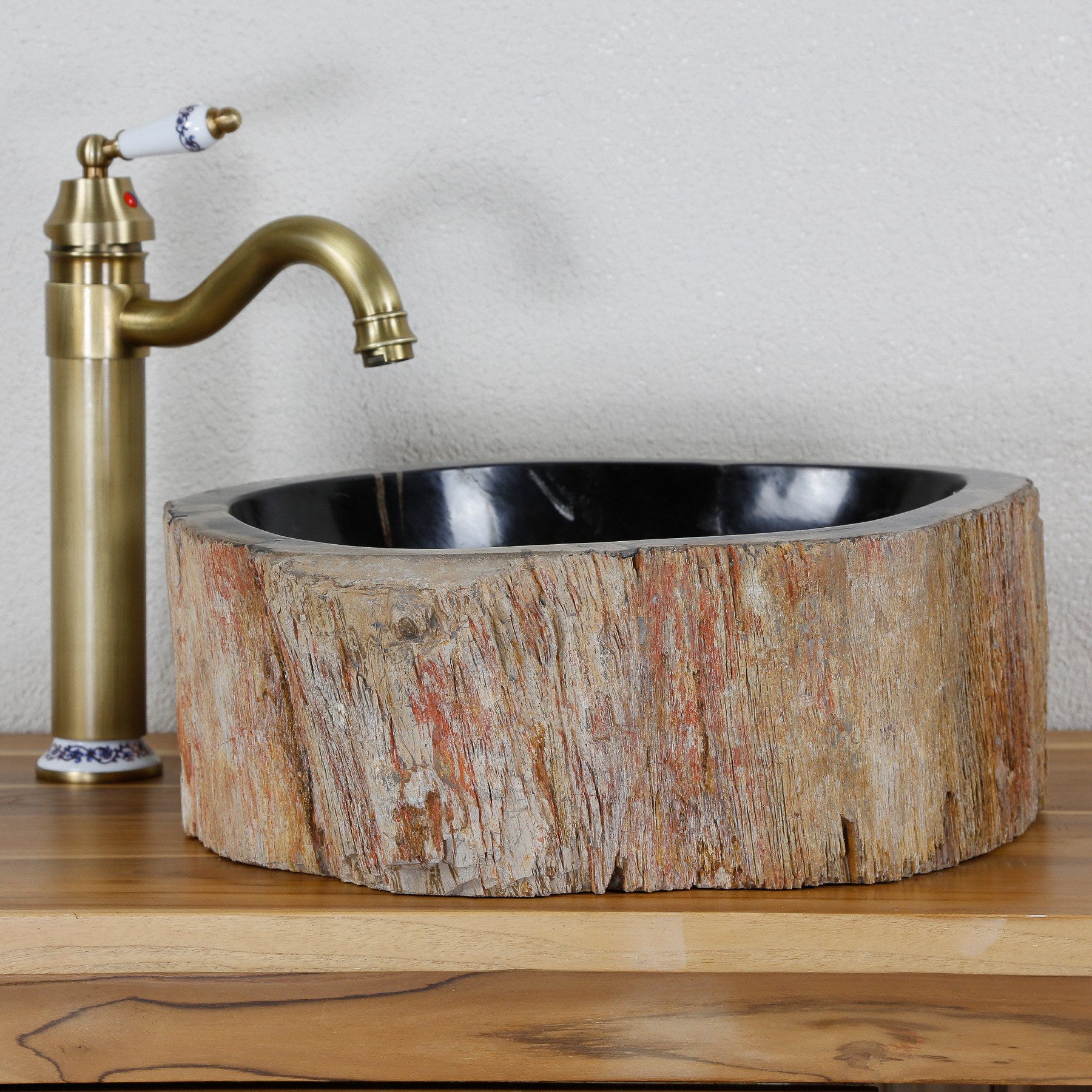 Casa Moro Waschbecken Stein Waschbecken - Fossiles Holz Aufsatzwaschbecken Spa & Badezimmer (Badezimmer Gäste WC), Einzigartiges Naturstein Handwaschbecken MW514015