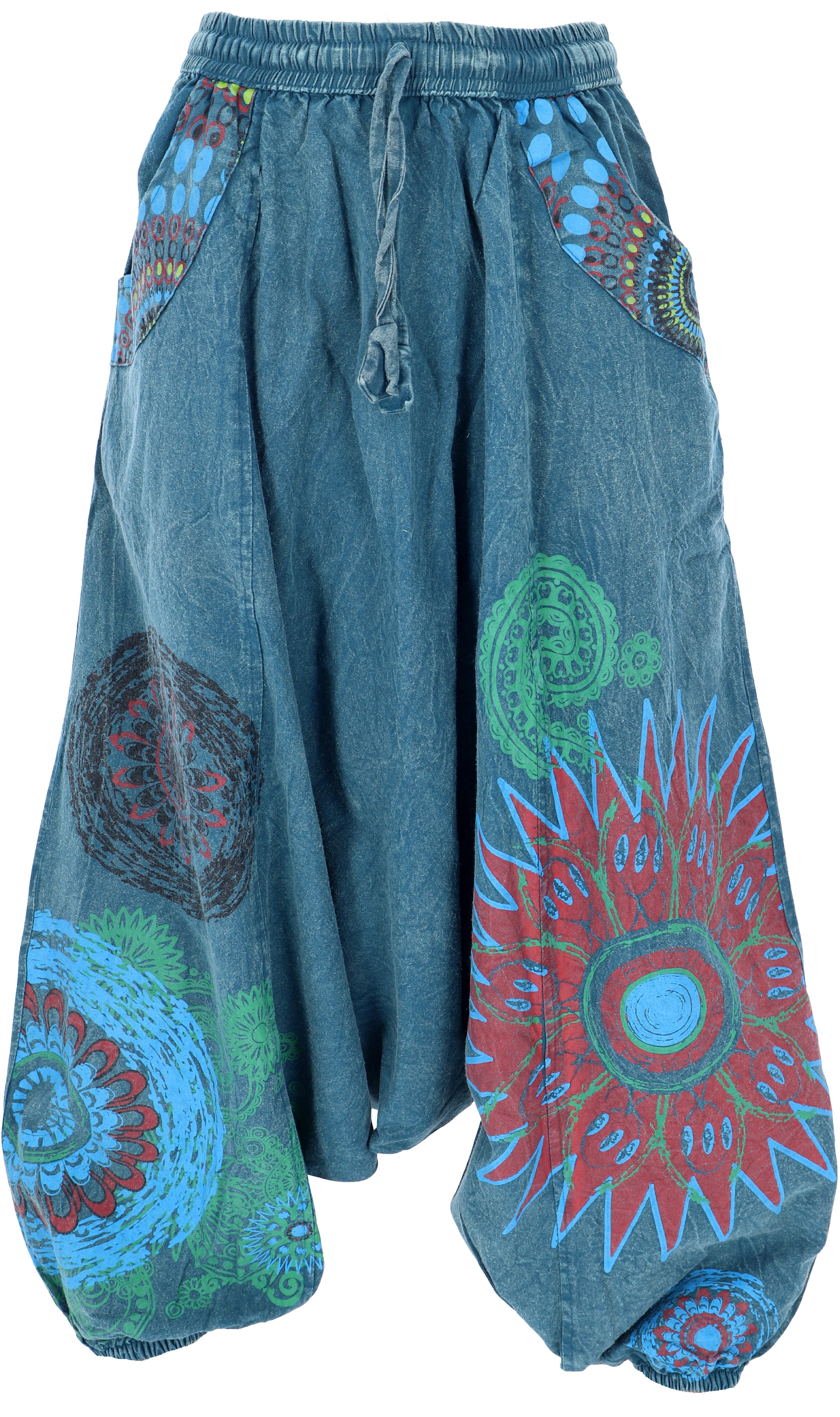 Guru-Shop Relaxhose Haremshose, Stonewash Pluderhose, Pumphose,.. Ethno Style, Hippie, alternative Bekleidung