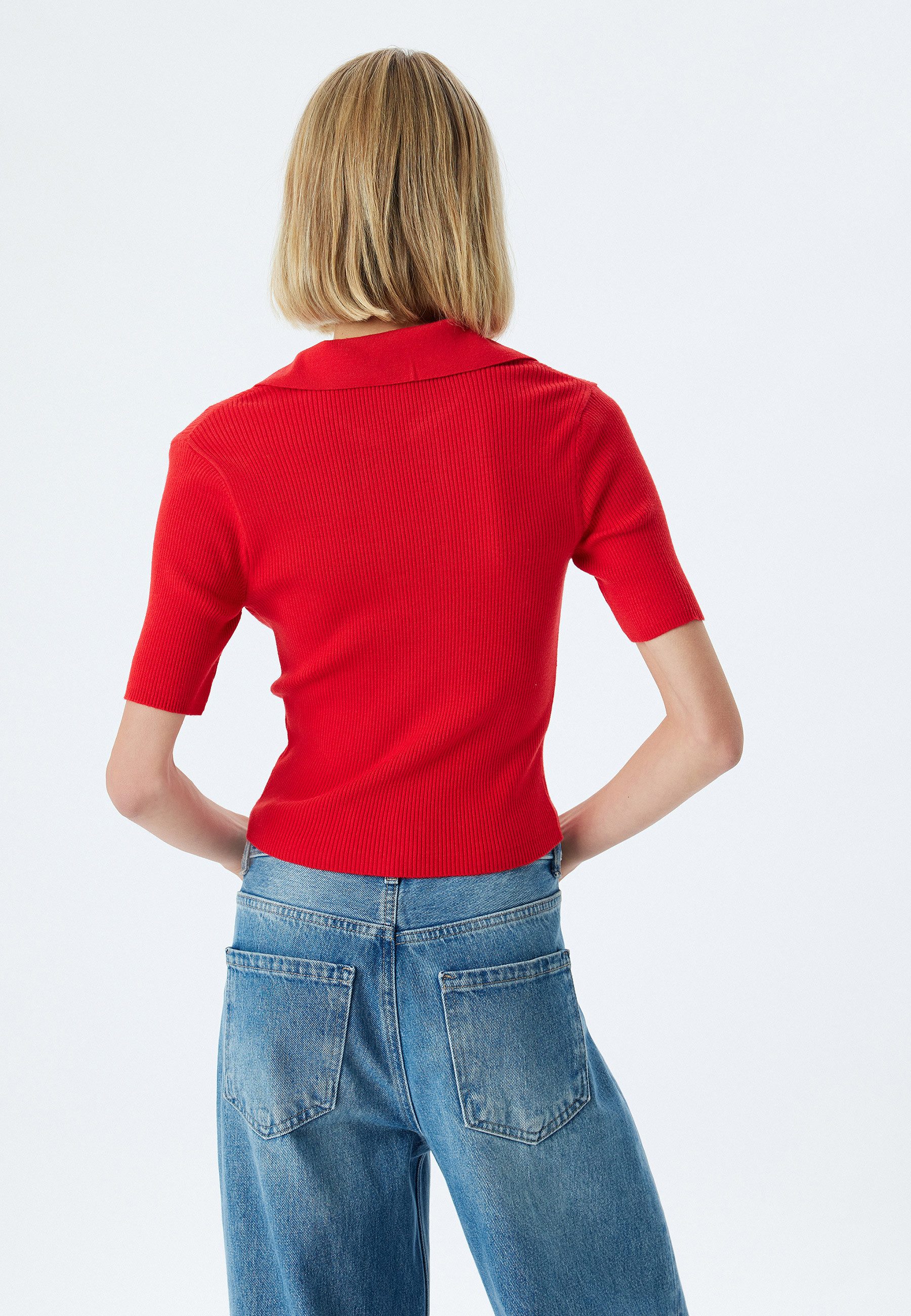 Koton Kurzarmpullover Polokragen Regular