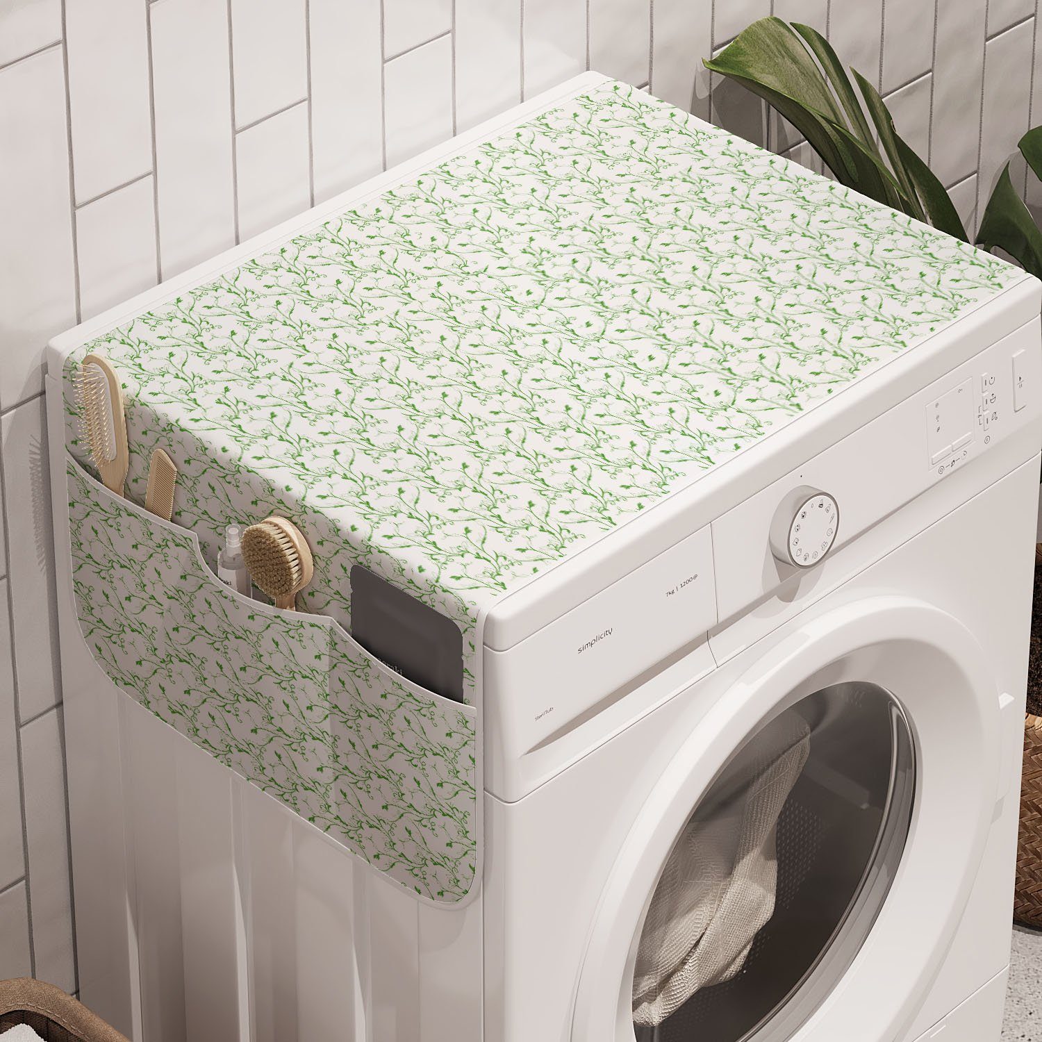 Natürlich für Abakuhaus und Blumen-Niederlassungen Badorganizer Waschmaschine Anti-Rutsch-Stoffabdeckung Trockner, Muster