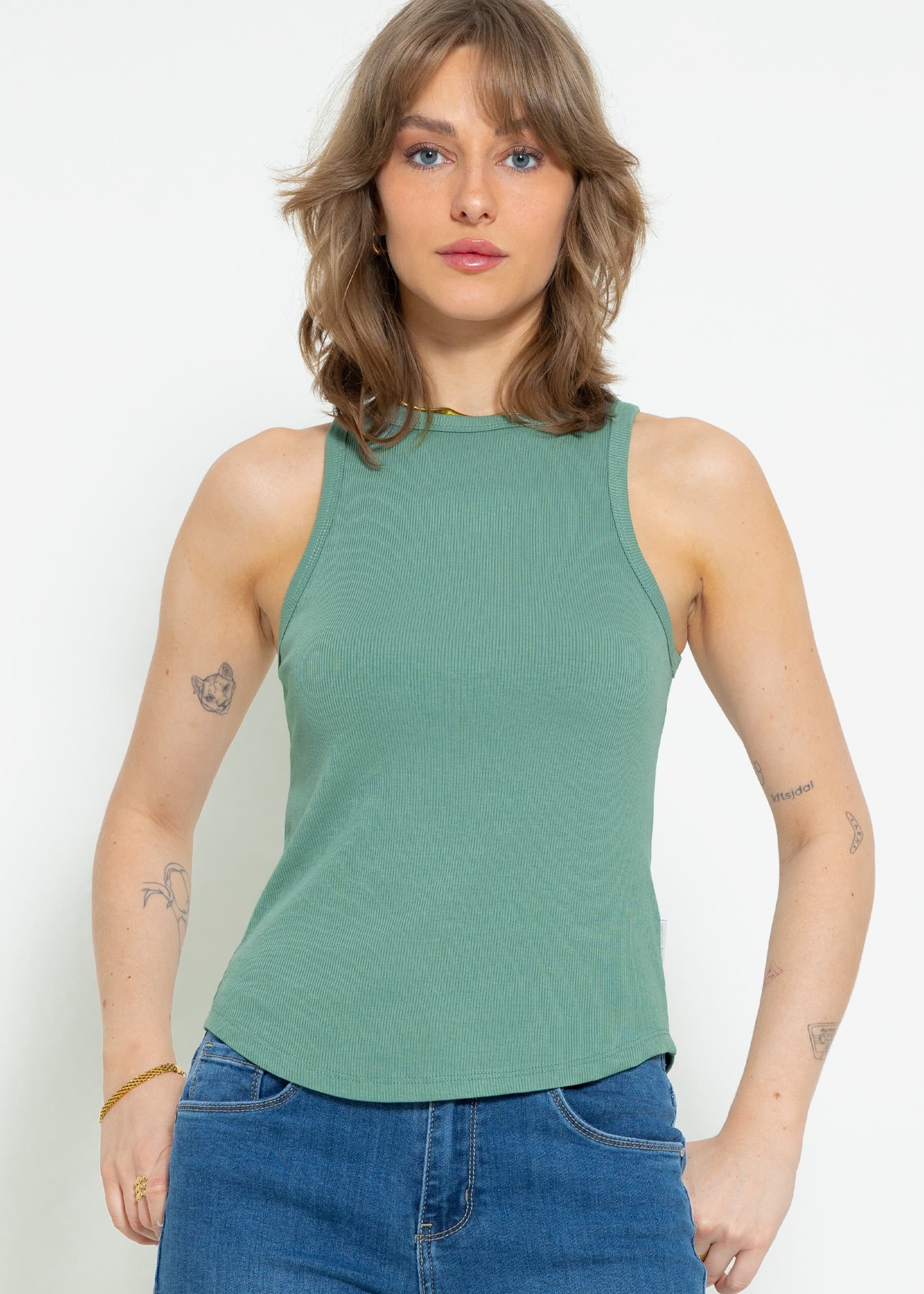 SASSYCLASSY Tanktop Geripptes Basic Tanktop Ärmelloses günstig online kaufen
