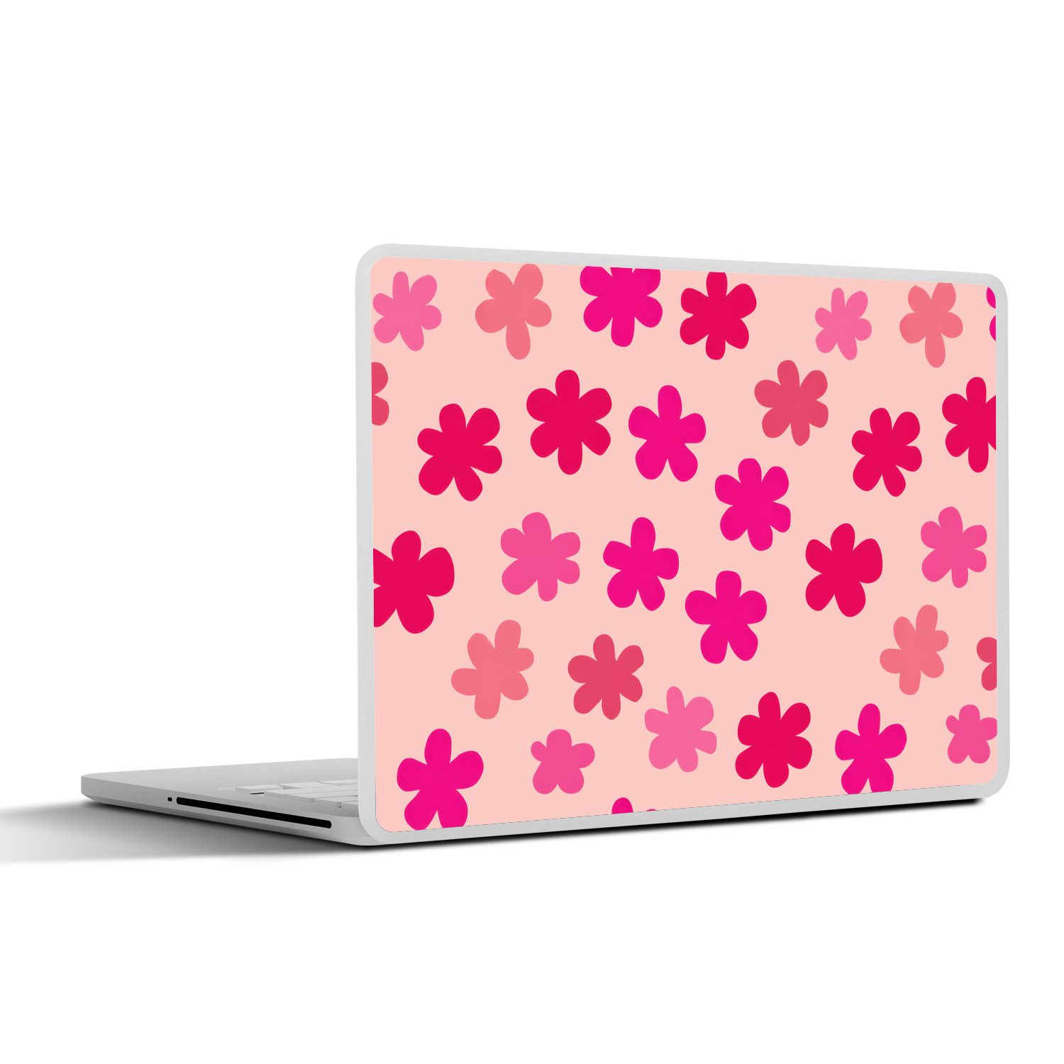 MuchoWow Laptop-Aufkleber Blumen - Muster - Rosa, (1tlg), Laptop Folien Cover, Aufkleber, Sticker, Schutz vor Kratzern, 25x18 cm
