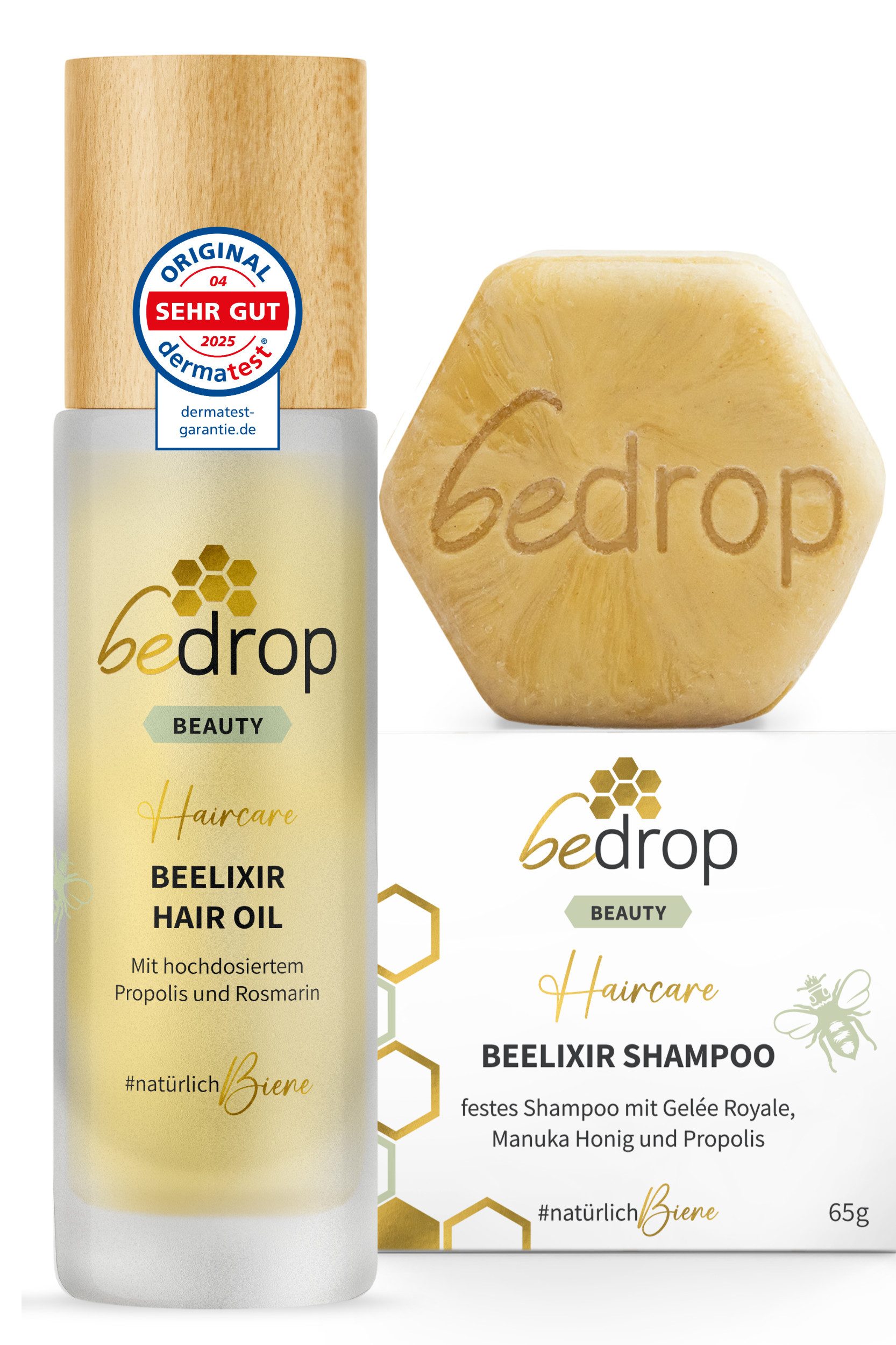bedrop Уход за волосами-Set Beelixir Hair Oil & Gelée Royale festes Shampoo I Geschenkset, Geschenkset Haare, Ideal für die tägliche Уход за волосами und -kur.