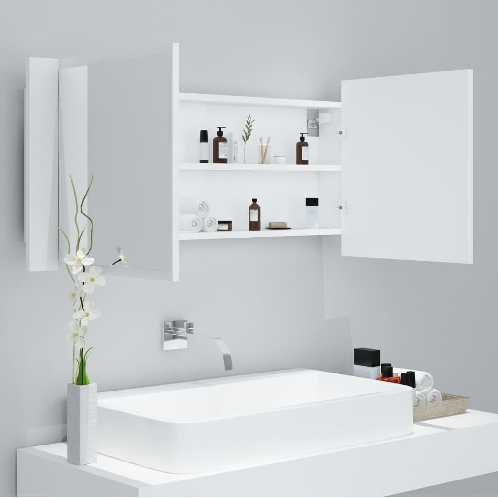 vidaXL Acryl 100x12x45 LED-Bad-Spiegelschrank (1-St) cm Badezimmerspiegelschrank Weiß