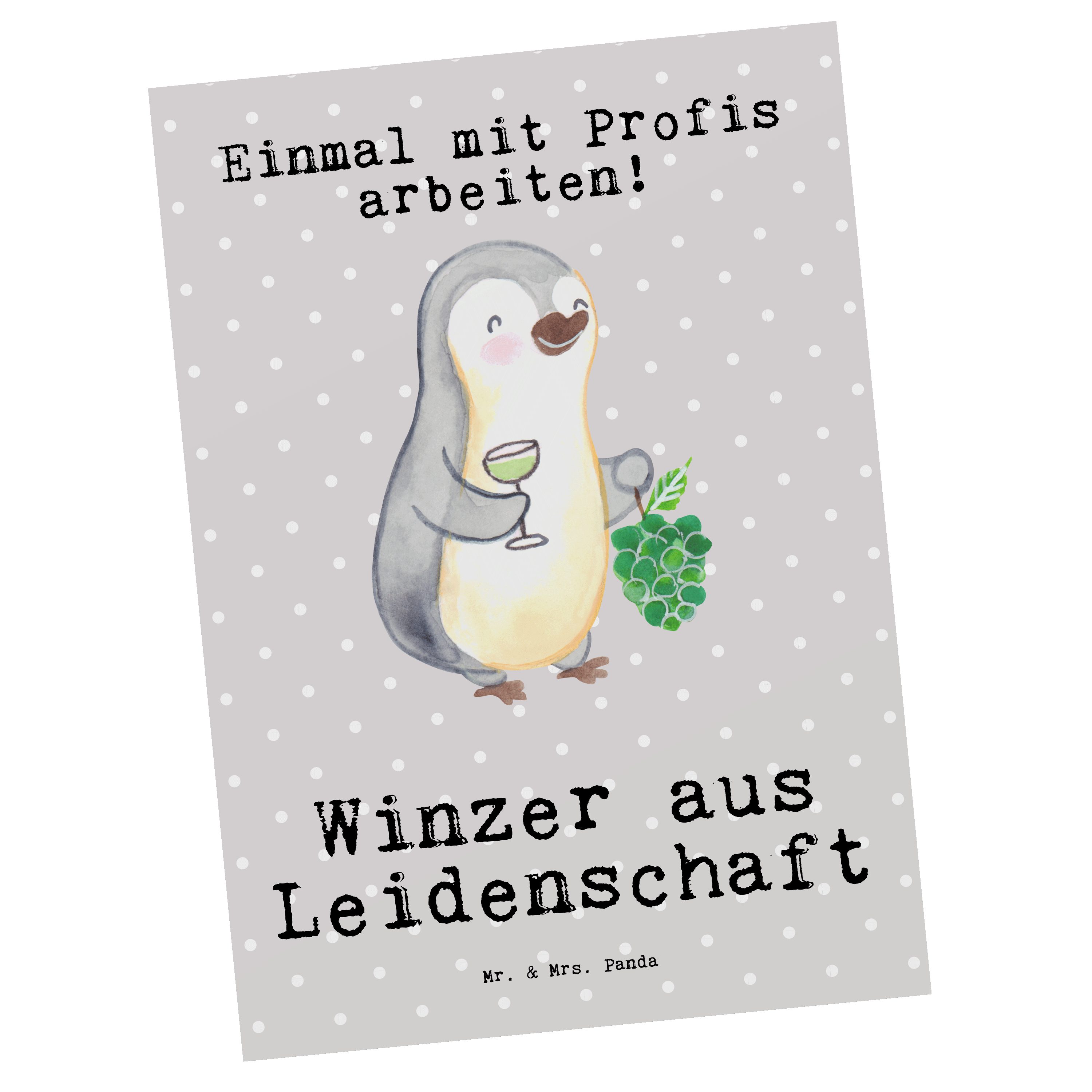 aus Kollegin, Leidenschaft Mr. E & Winzer Geschenk, Rente, - Panda - Mrs. Grau Postkarte Pastell