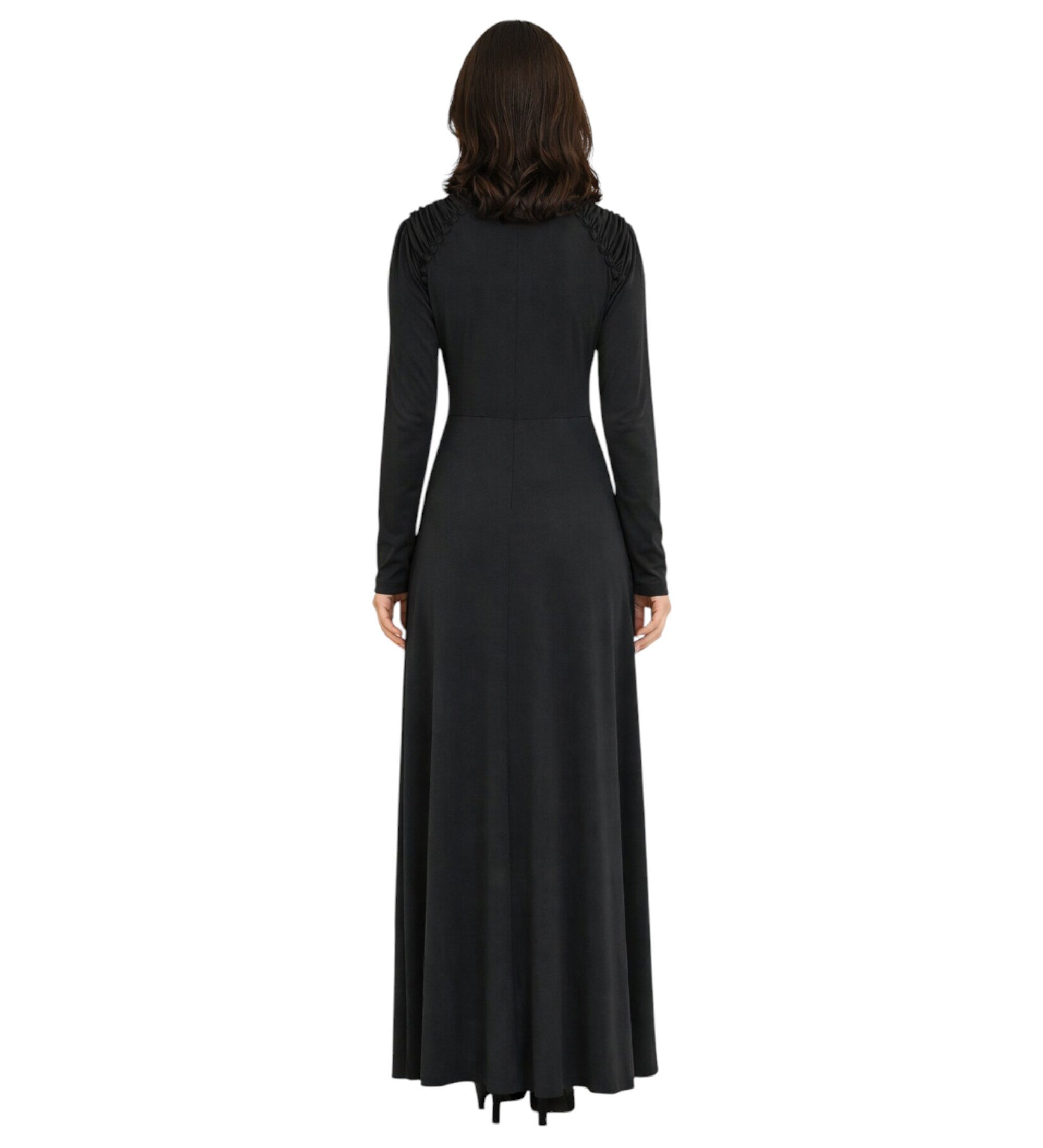 fashionshowcase Abendkleid Damen Maxikleid Hijab Kleid mit Raglanärmeln - Modest Fashion elastisch