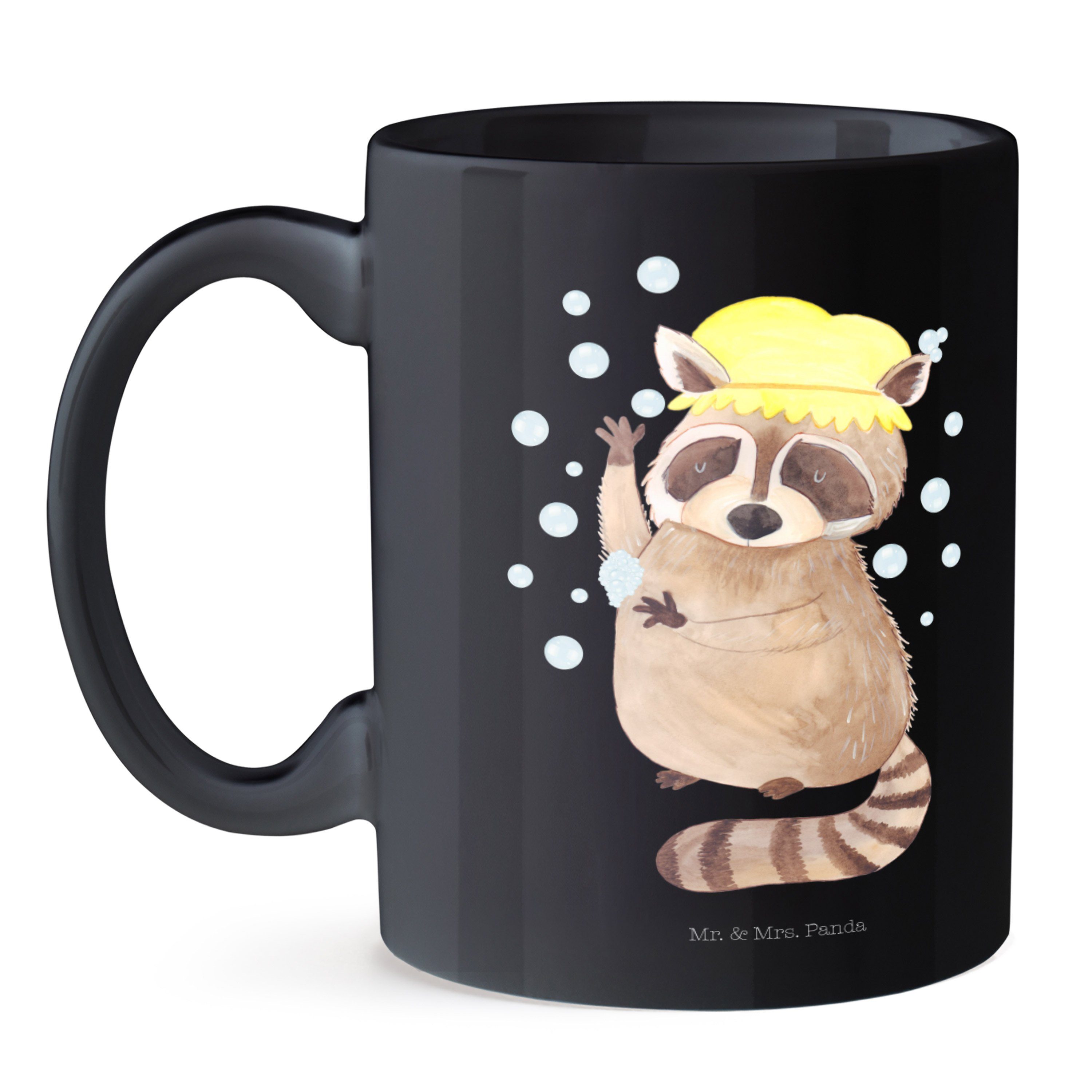 Mr. & Mrs. Panda Tasse Schwarz Schwarz Geschenk, - Tasse Kaffeetasse, Motive, Spr, - Keramik lustige Waschbär
