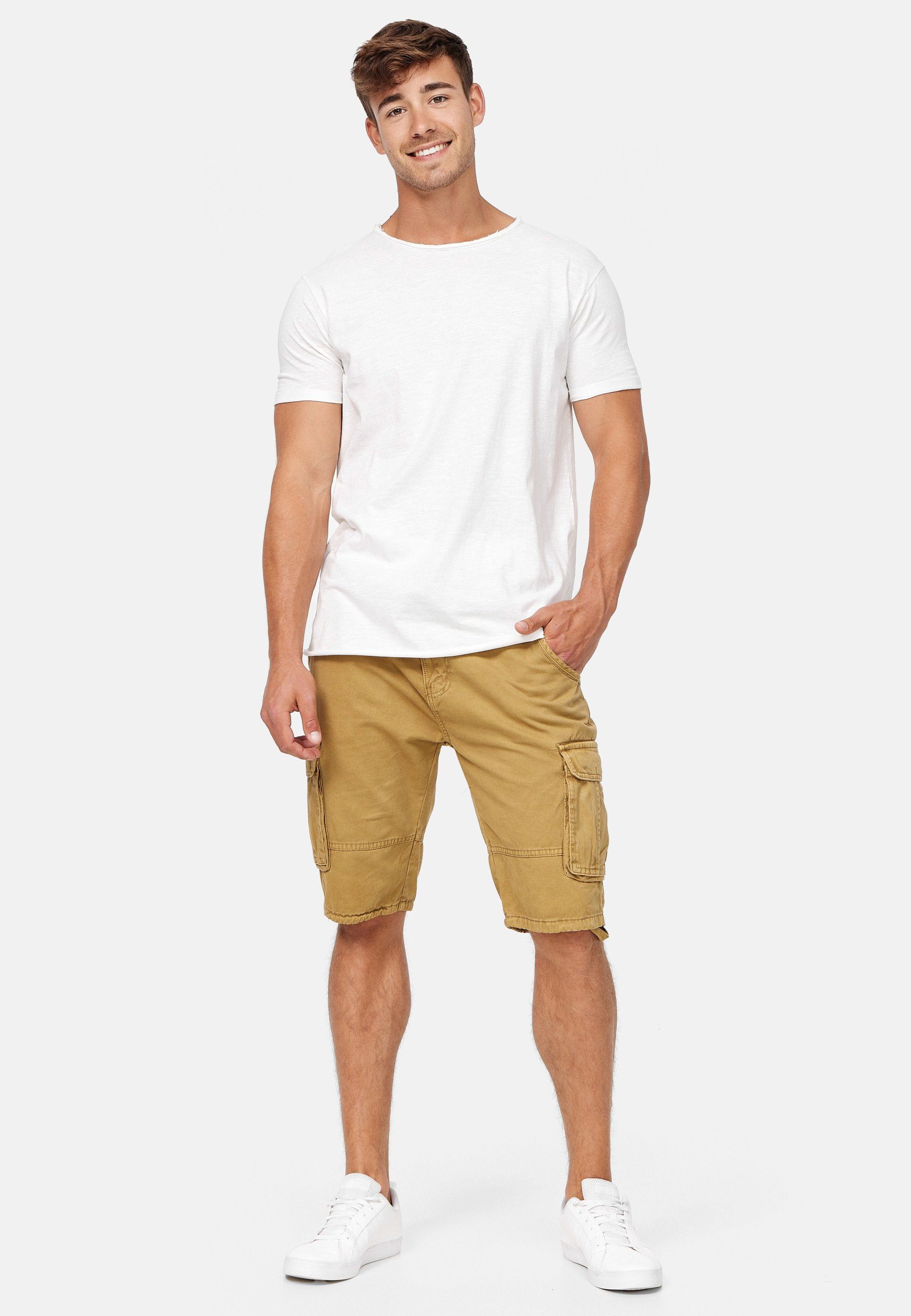 Indicode Cargoshorts Herren Monroe Cargo Cargo Shorts Herrenshorts mit 6 Taschen inkl. Gürtel