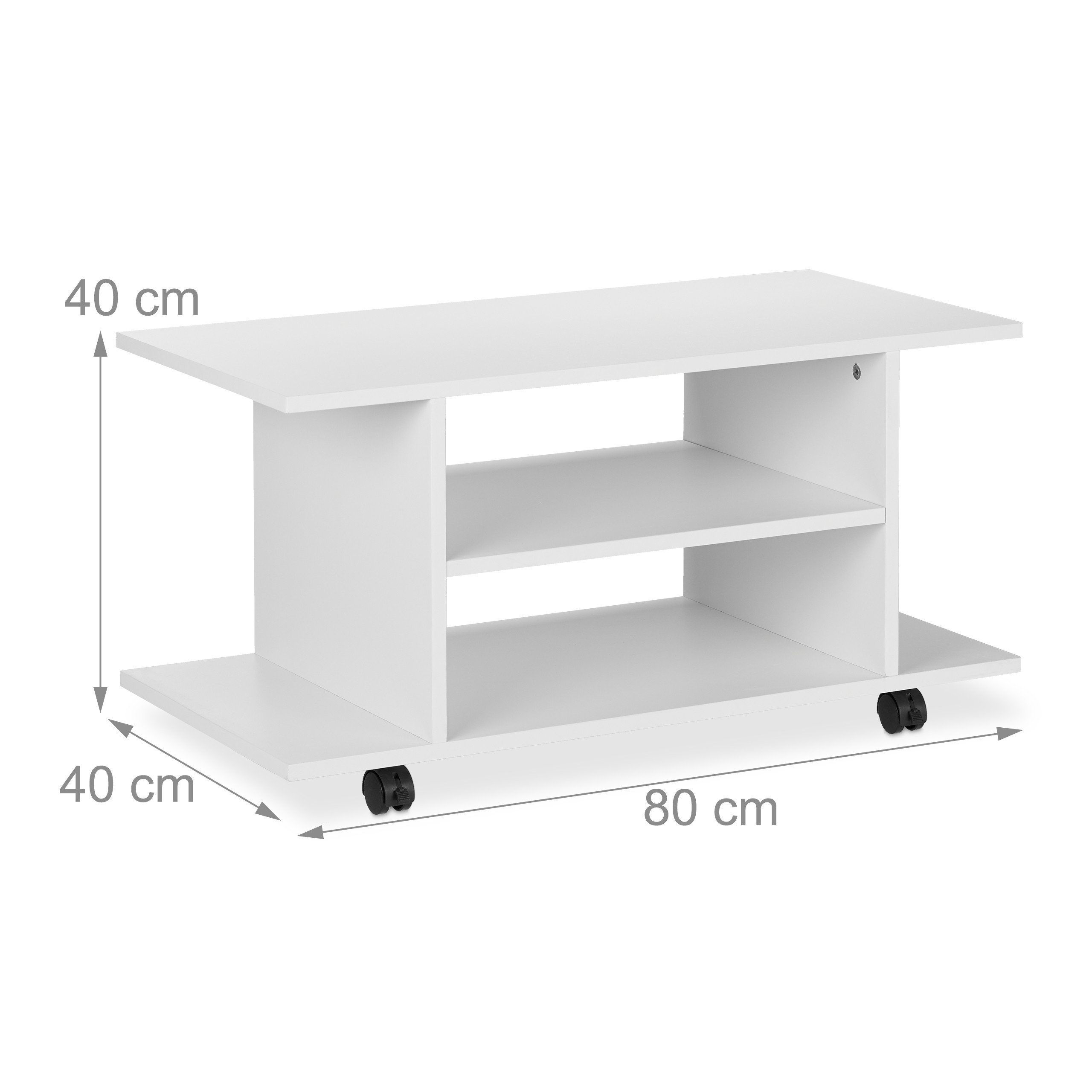 relaxdays TV-Regal TV Board mit Rollen weiß, 1-tlg. – Bild 4 von 5