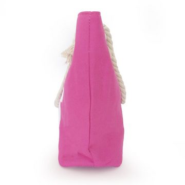 Sonia Originelli Umhängetasche Strandtasche Anker bestickt maritim Seilkordel Shopper pink, kleine Innentasche mit Reißverschluss