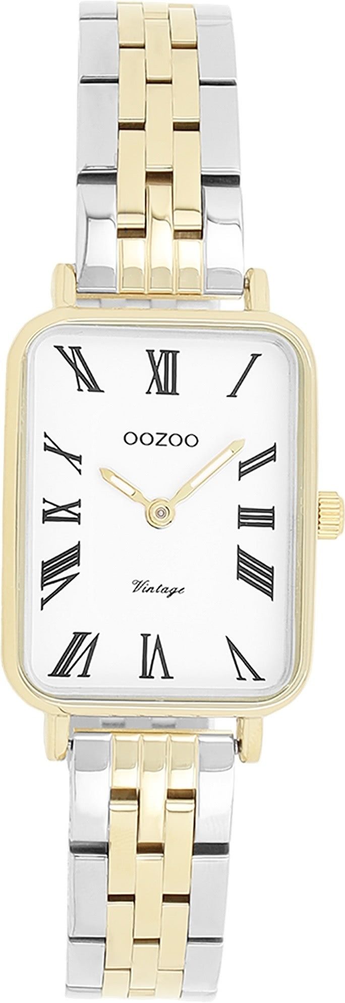 OOZOO Quarzuhr Oozoo Damen Armbanduhr OOZOO Vintage, (Analoguhr), Damenuhr rechteckig, extra groß (24x28mm) Metallarmband, Fashion-Style