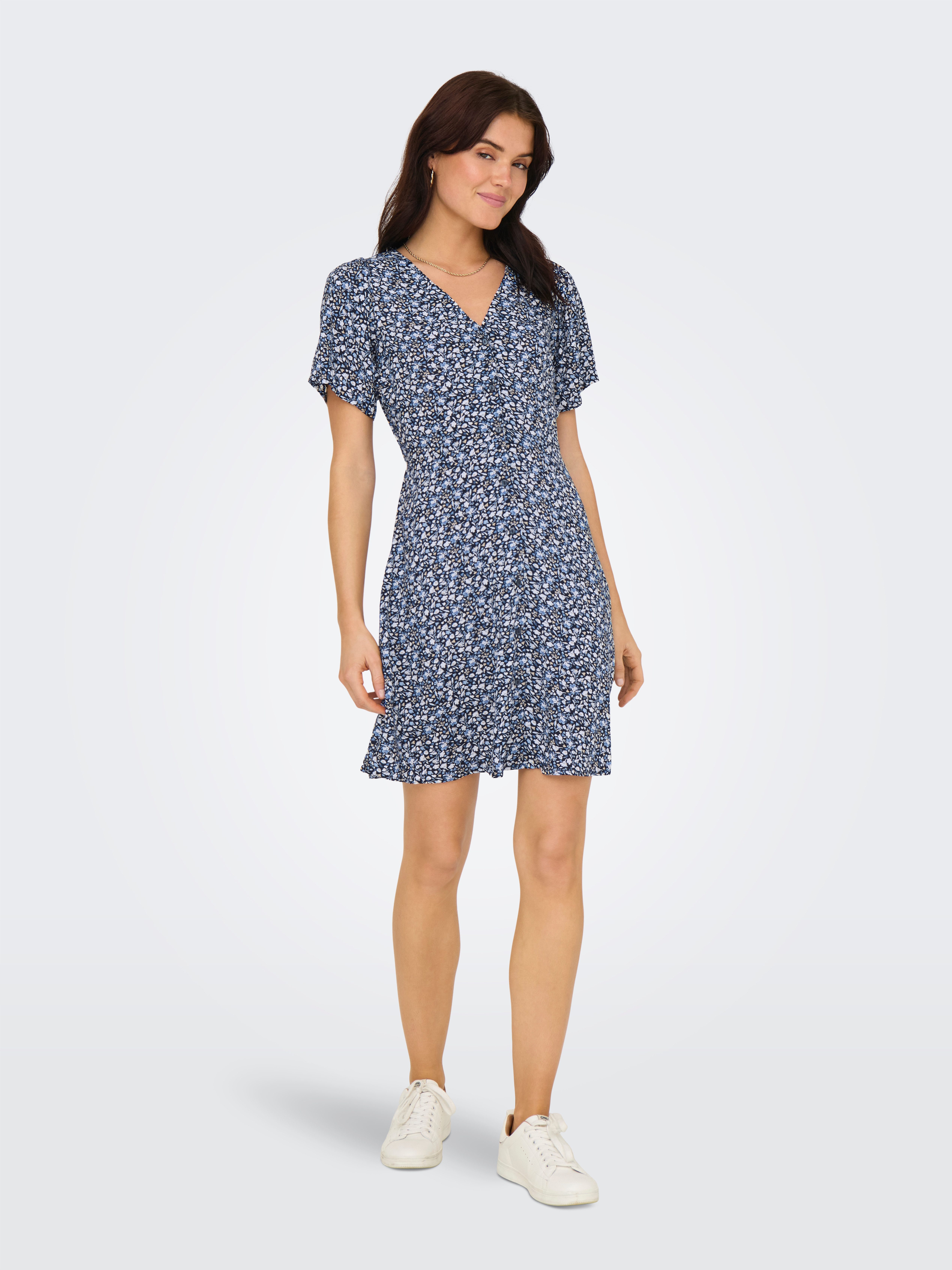 ONLY Minikleid ONLEVIDA S/S SHORT DRESS WVN NOOS Viskose, regular fit, V-Ausschnitt – Bild 4 von 5