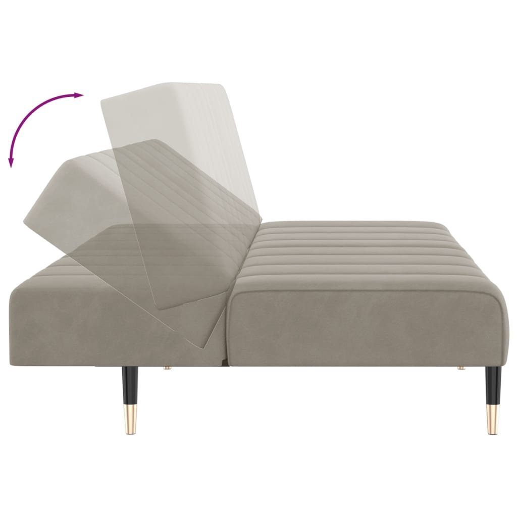 Schlafsofa mit Sofa Samt Sofas 2-Sitzer Hocker Hellgrau vidaXL