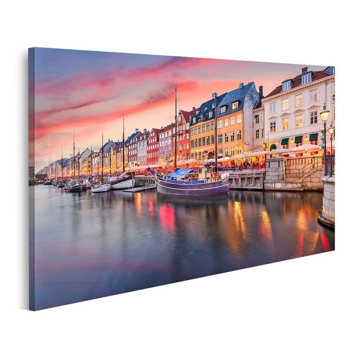 islandburner Leinwandbild Bild auf Leinwand Kopenhagen Dänemark Auf dem Nyhavn Kanal Wandbild Po