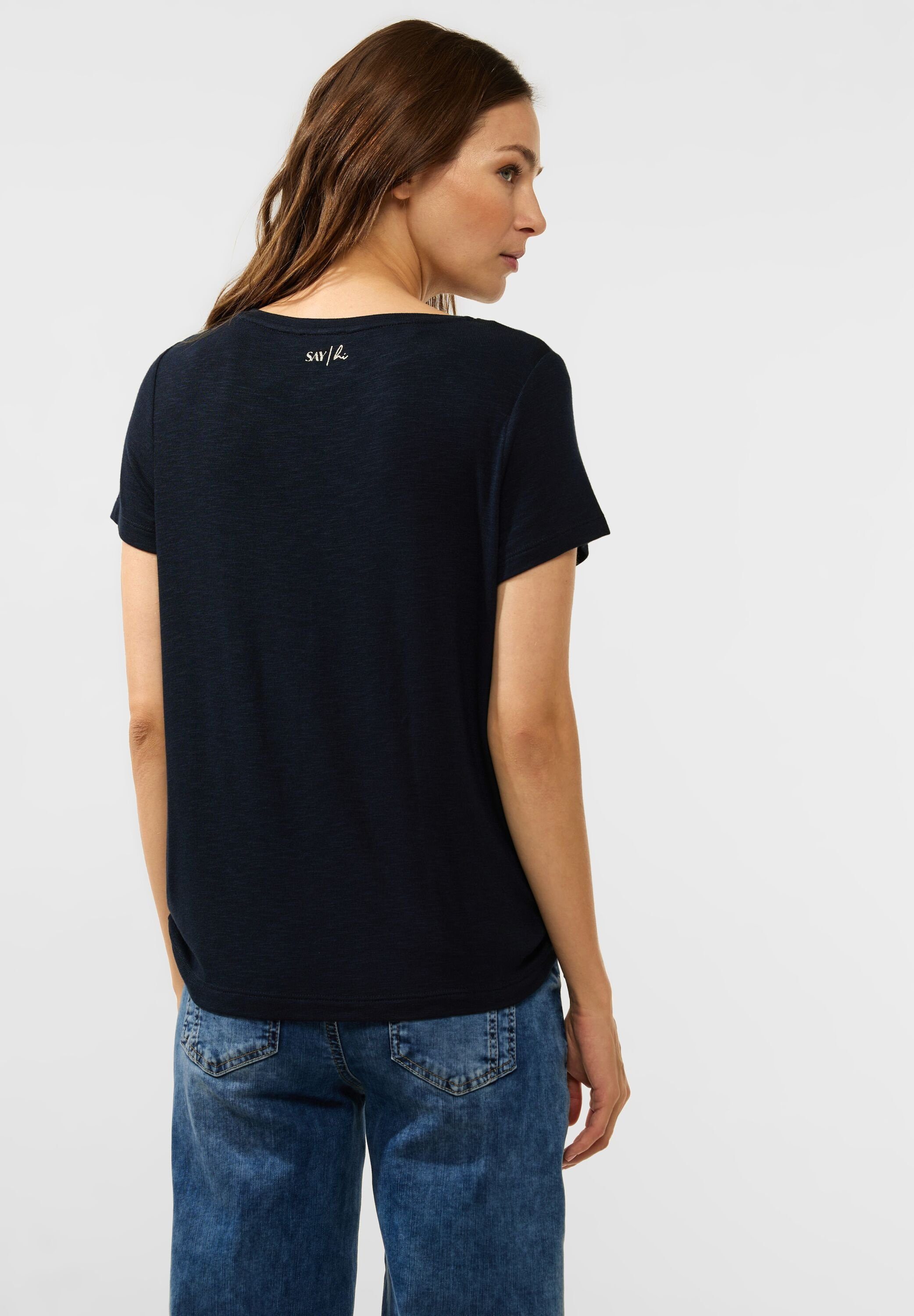 T-Shirt STREET blue deep Wordingprint mit T-Shirt ONE
