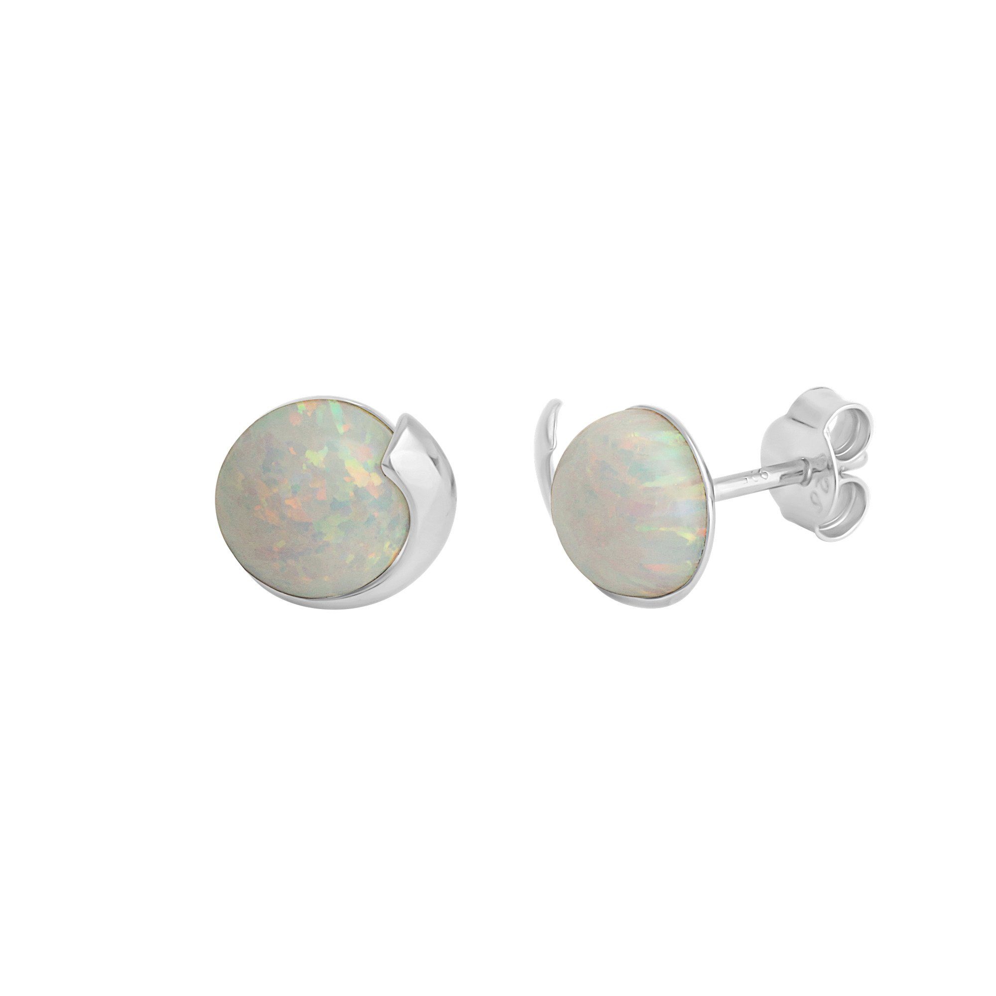 Vivance Paar Ohrstecker 925/- Sterling Silber rhodiniert imit. Opal weiß