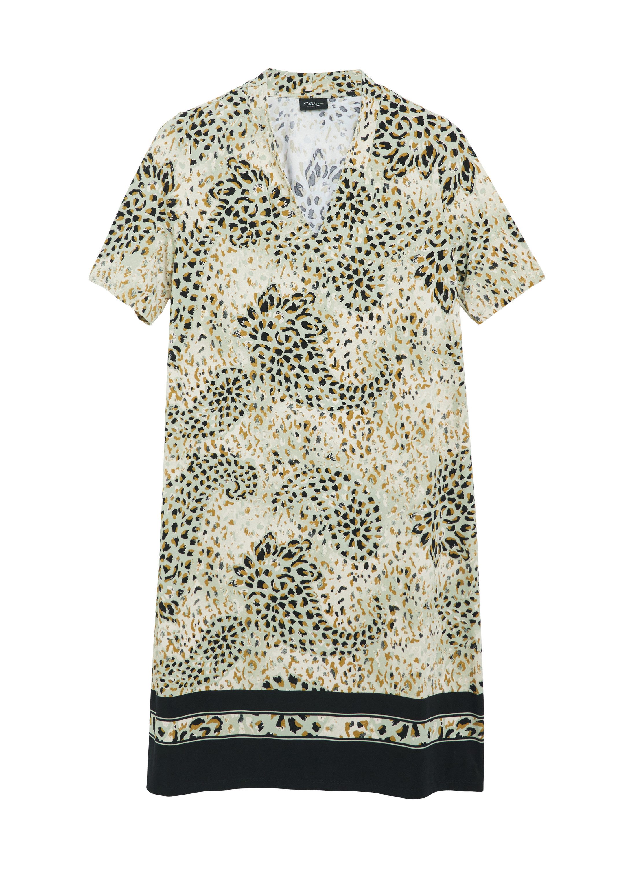 s.Oliver Minikleid Kleid Kleid mit All-over-Print und Kontrast-Detail