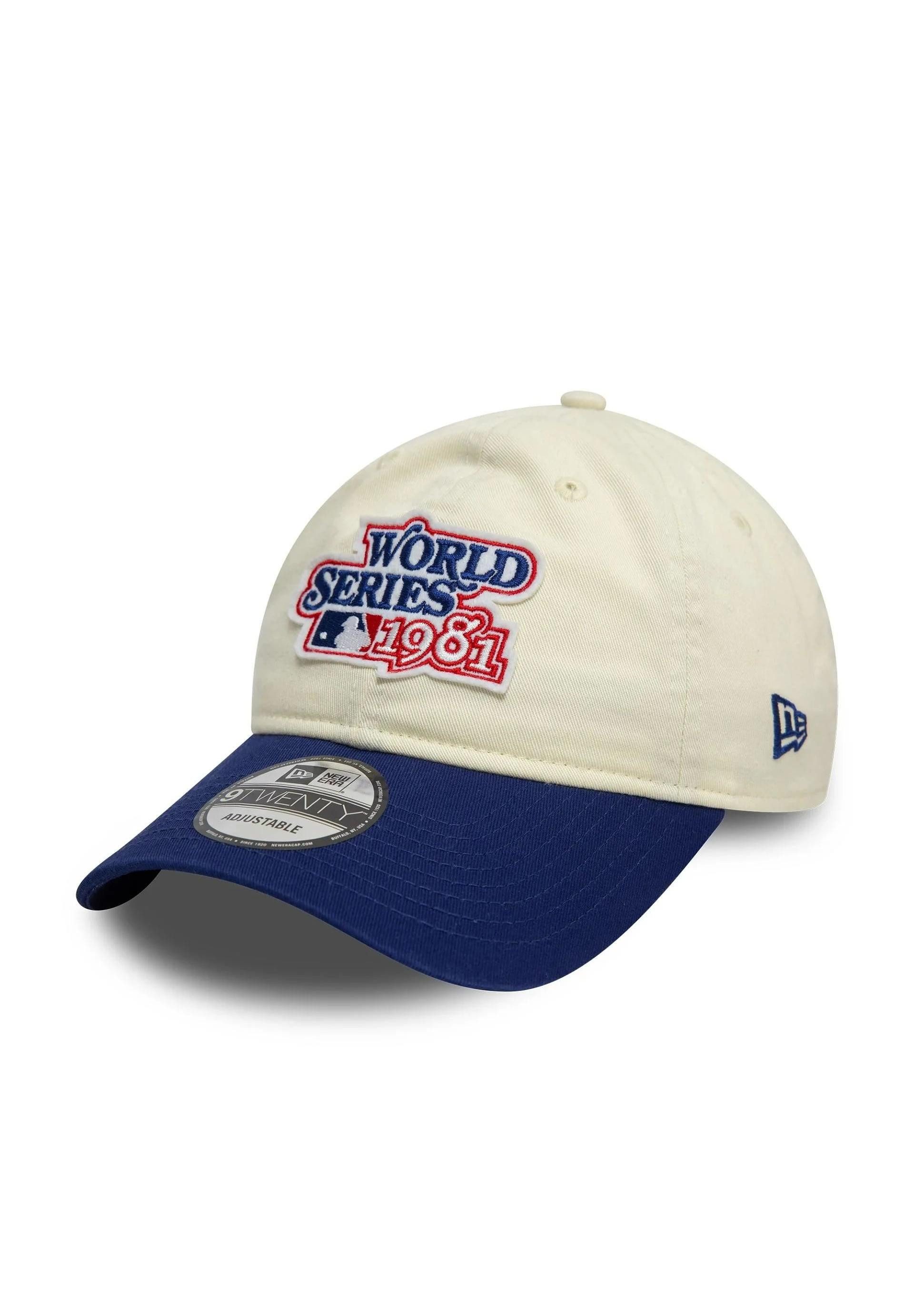 Baseball Cap Los Angeles Dodgers MLB World Series Patch Beige Blau Verstellbare 9Tw