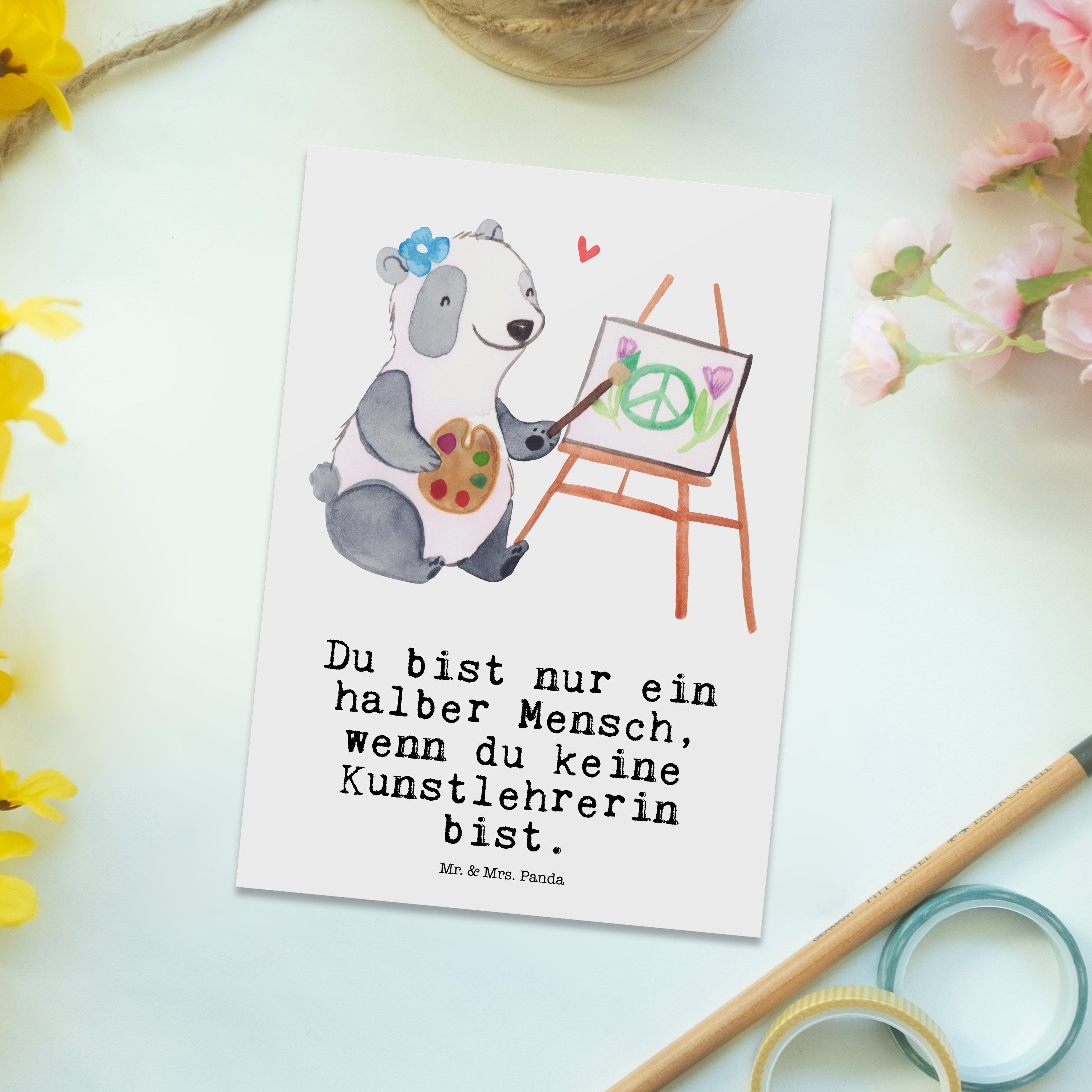 - Herz Geschenk, Weiß Mrs. Kunstlehrerin Postkarte mit Dankeskarte, Mr. K - & Panda Mitarbeiter,