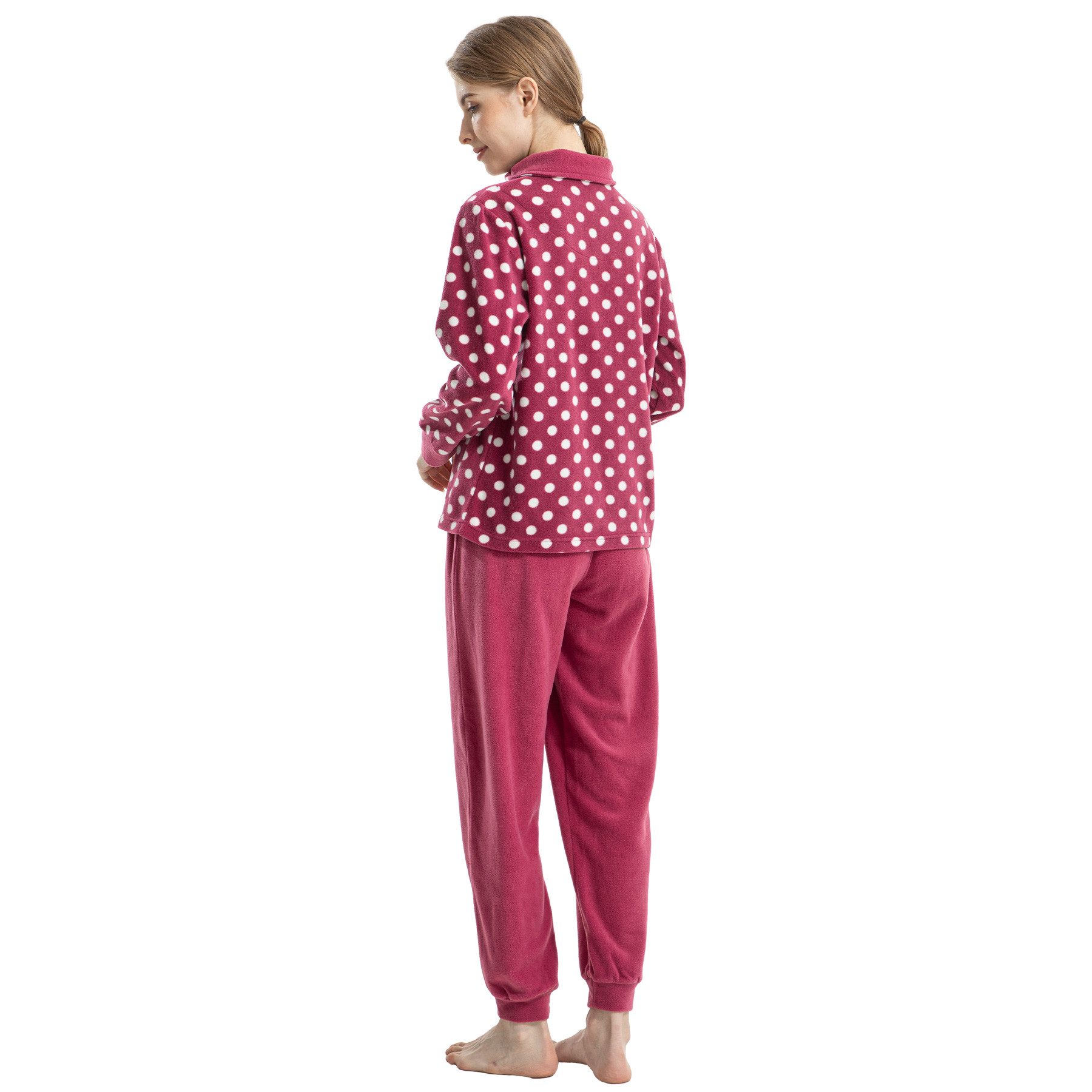 TIESTRA Schlafanzug Damen Pyjama Winter Warm WeichNachtwäsche Herbst Hausanzug