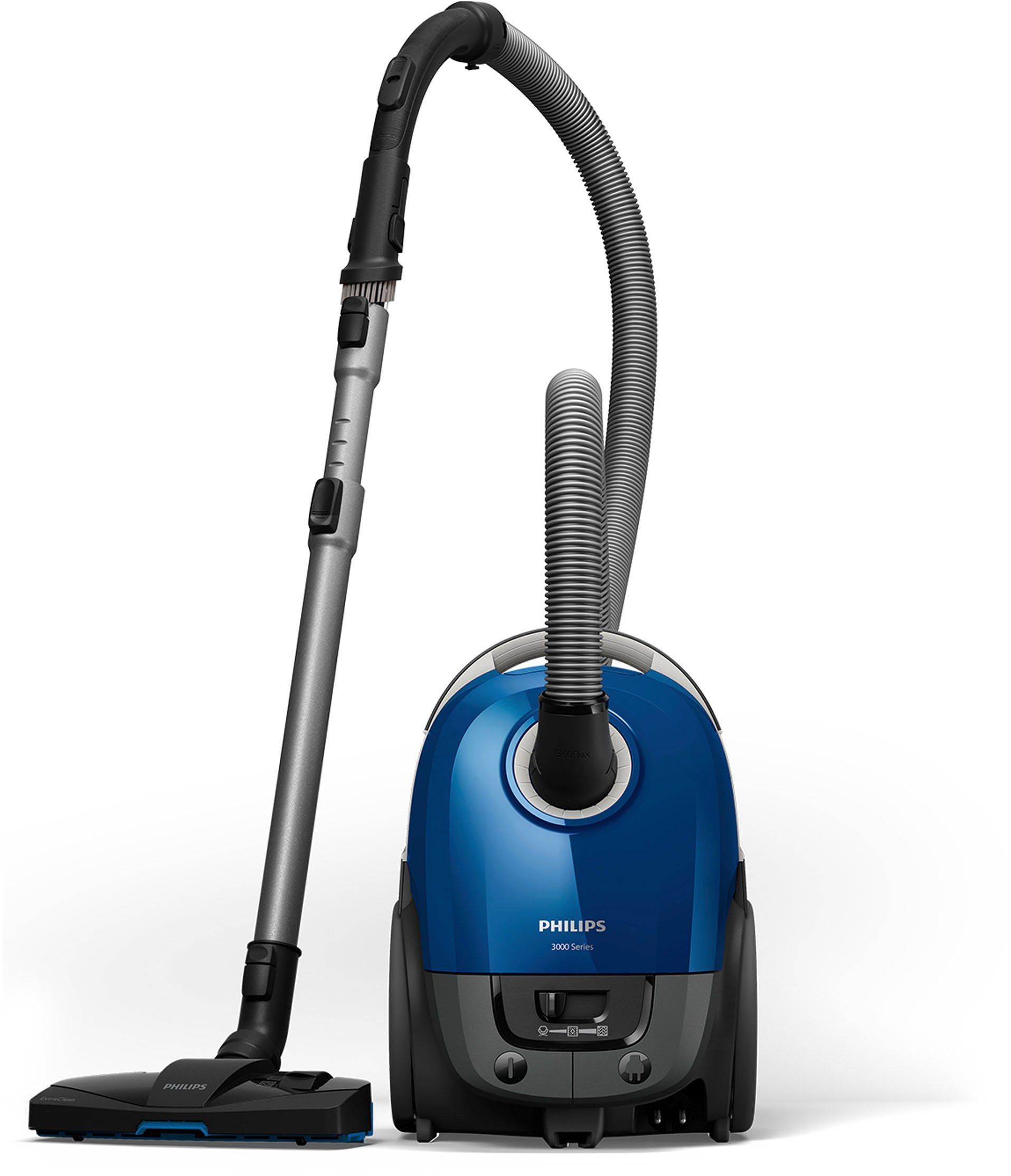 Philips Bodenstaubsauger XD3110/09 3000 Series, 900 W, mit Beutel, mit 3 l Fassungsvermögen, Allergiefilter, und TriActive-Düse