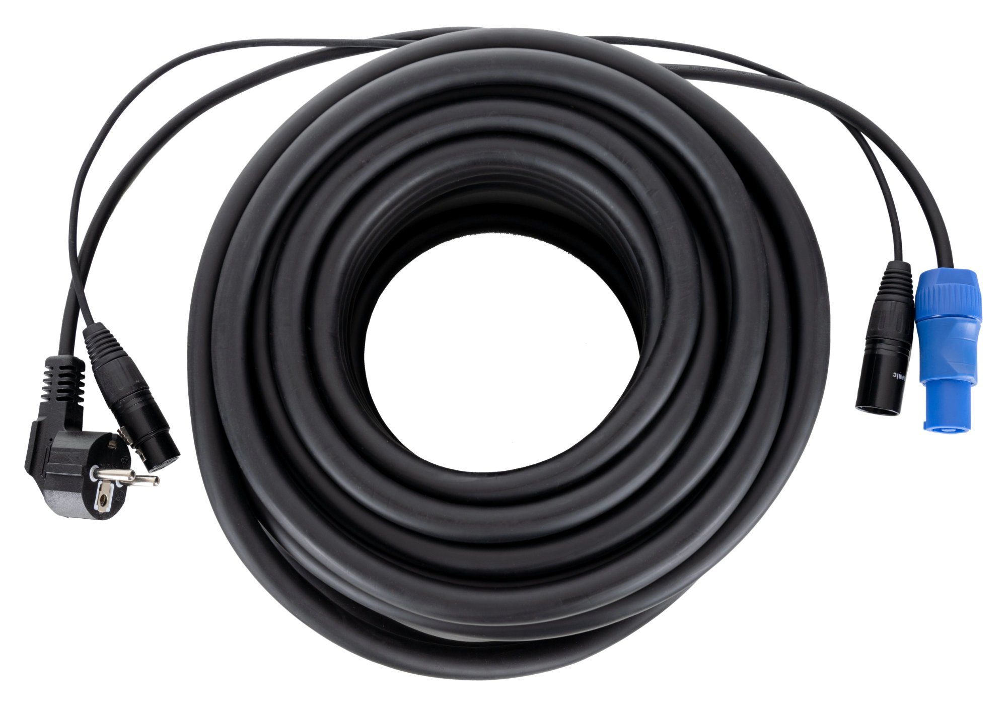 Pronomic 2x Hybridkabel Kombi-Kabel für Aktiv-Lautsprecher Audio-Kabel, Schuko/Powercon, XLR (2000 cm), für Stromversorgung und Audiosignal in einem