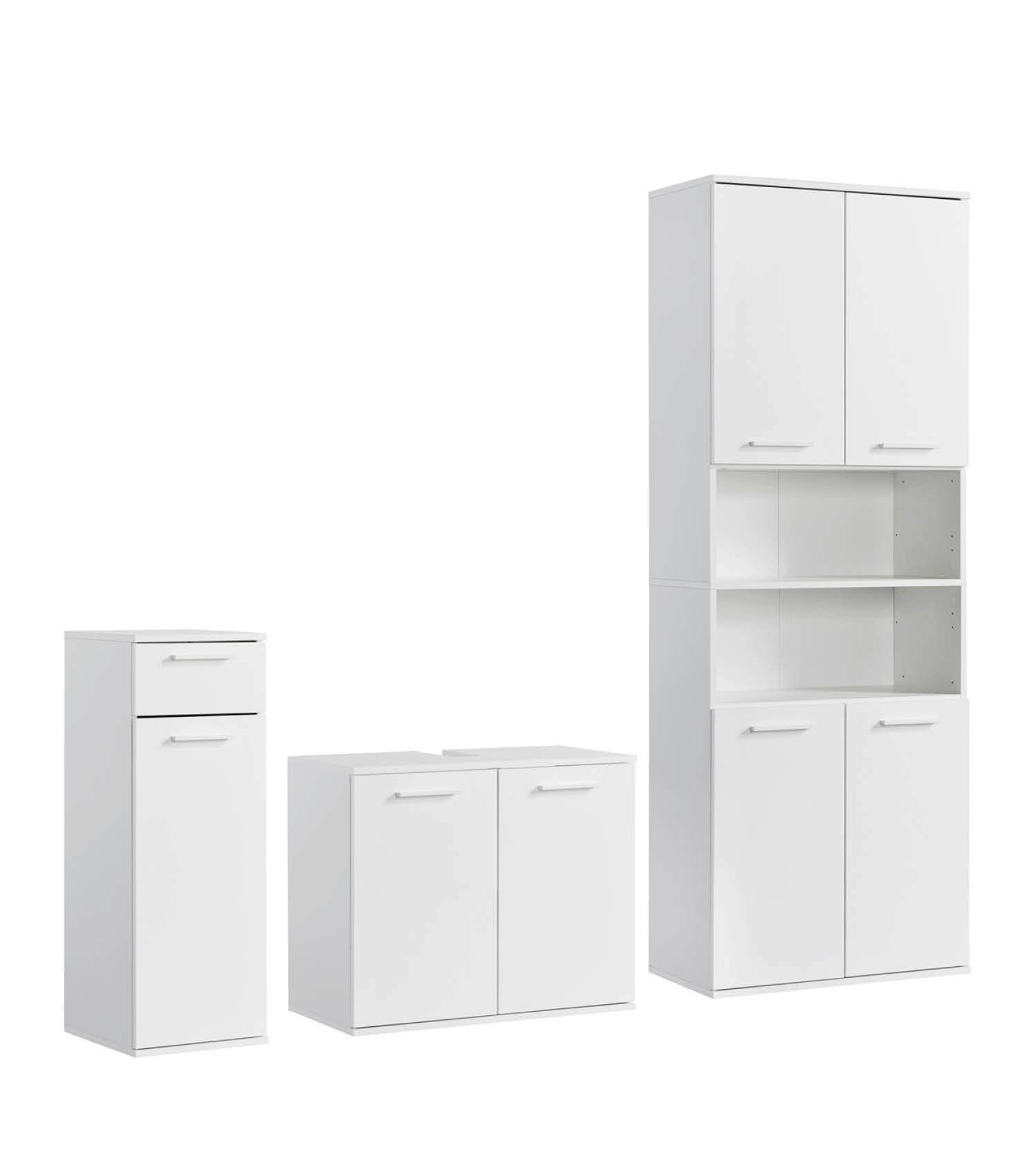 mokebo Badmöbel-Set Der Steuermann, (3-teilig), Made in Germany, Badezimmerschrank, Badschrank, Set in Weiß