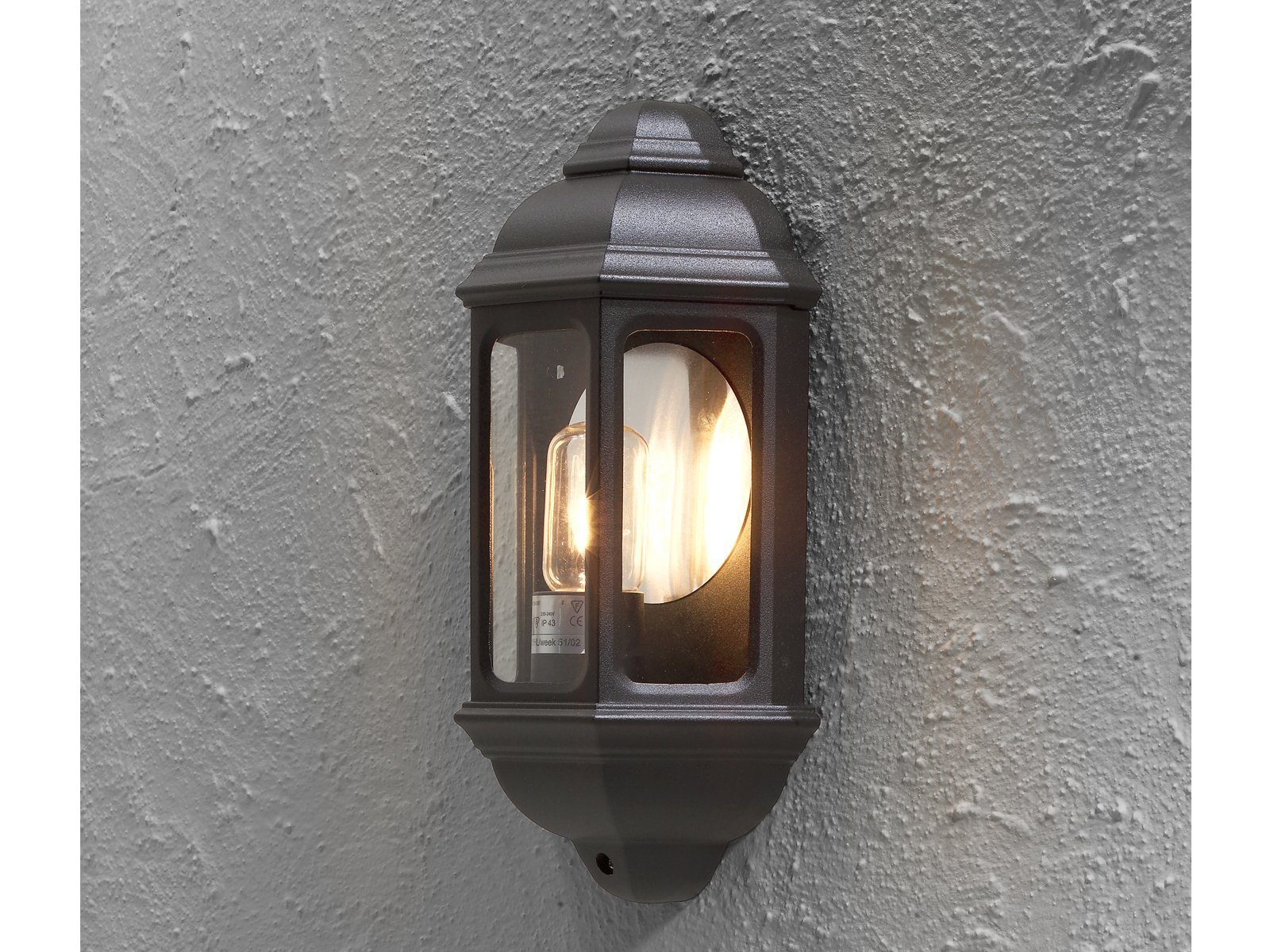 Warmweiß, Fassadenlampe Landhausstil, H: 36cm Dimmfunktion, Wand-laterne LED wechselbar, Außen-Wandleuchte, LED Schwarz Hauswand, KONSTSMIDE