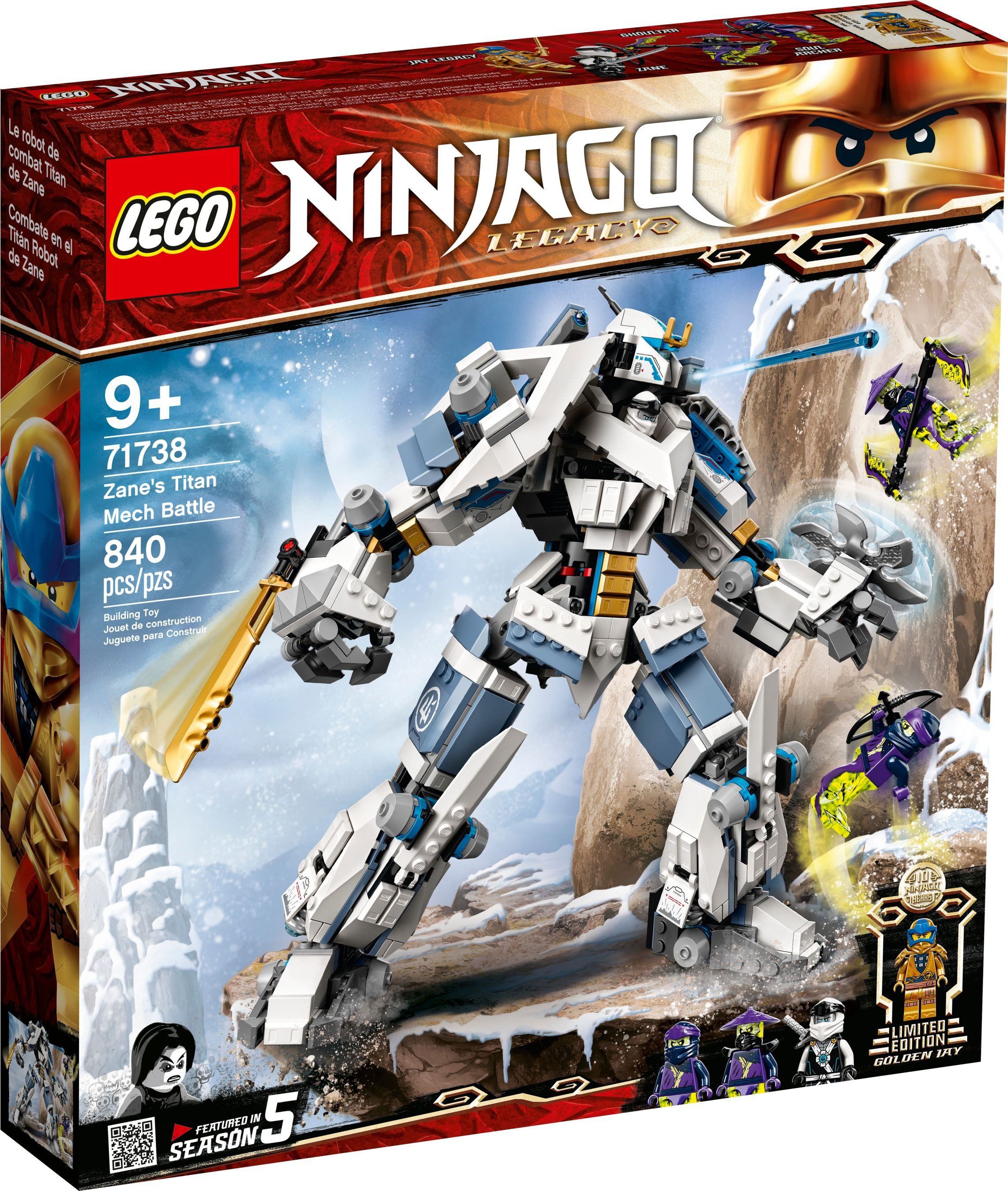 LEGO® LEGO® Ninjago 71738 Zanes Titan-Mech Konstruktionsspielsteine, (840 St)