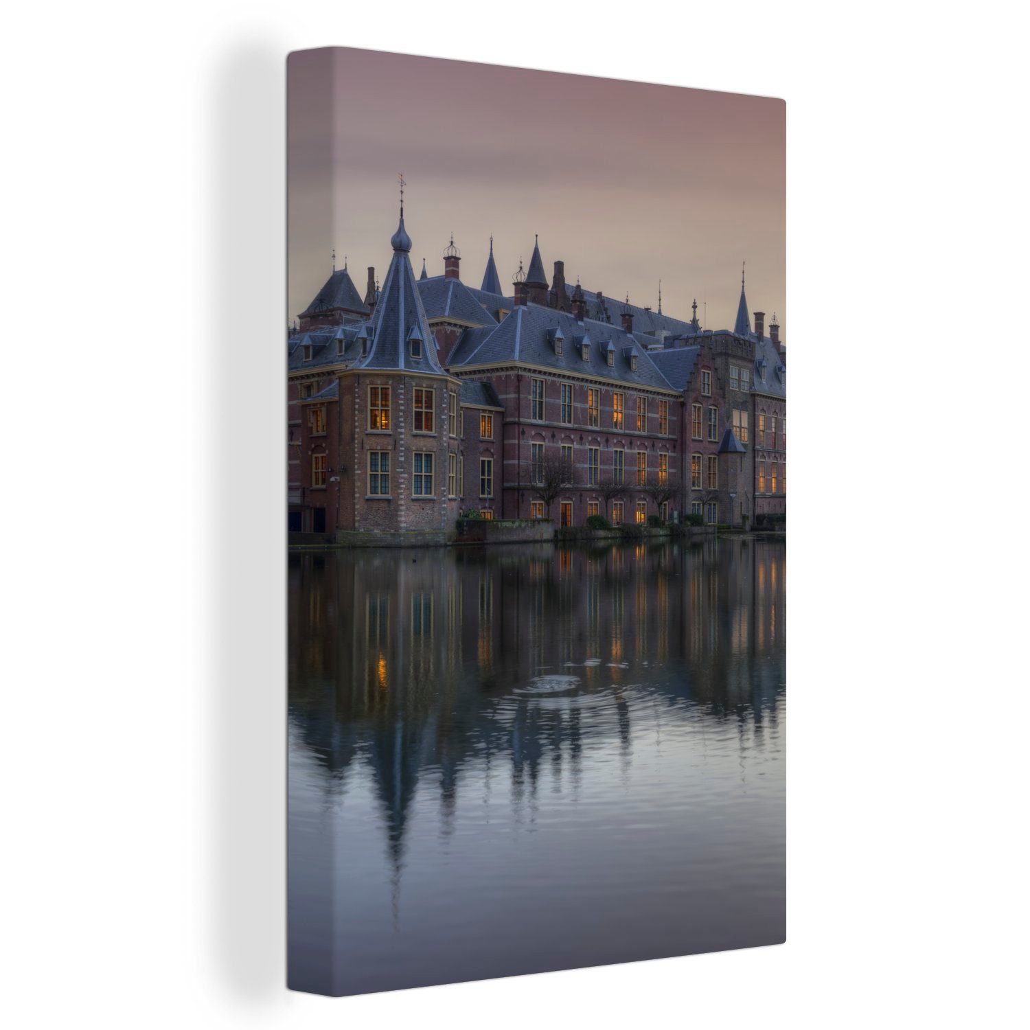 OneMillionCanvasses® Leinwandbild Der Kleine Turm am Binnenhof in Den Haag, (1 St), Leinwandbild fertig bespannt inkl. Zackenaufhänger, Gemälde, 20x30 cm