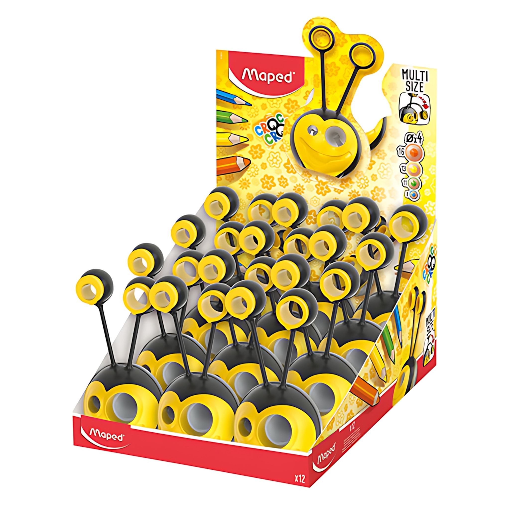 MAPED Anspitzer Anspitzer Croc Croc Biene für 4 Stiftgrößen - bis 8mm/11mm/13mm/16mm