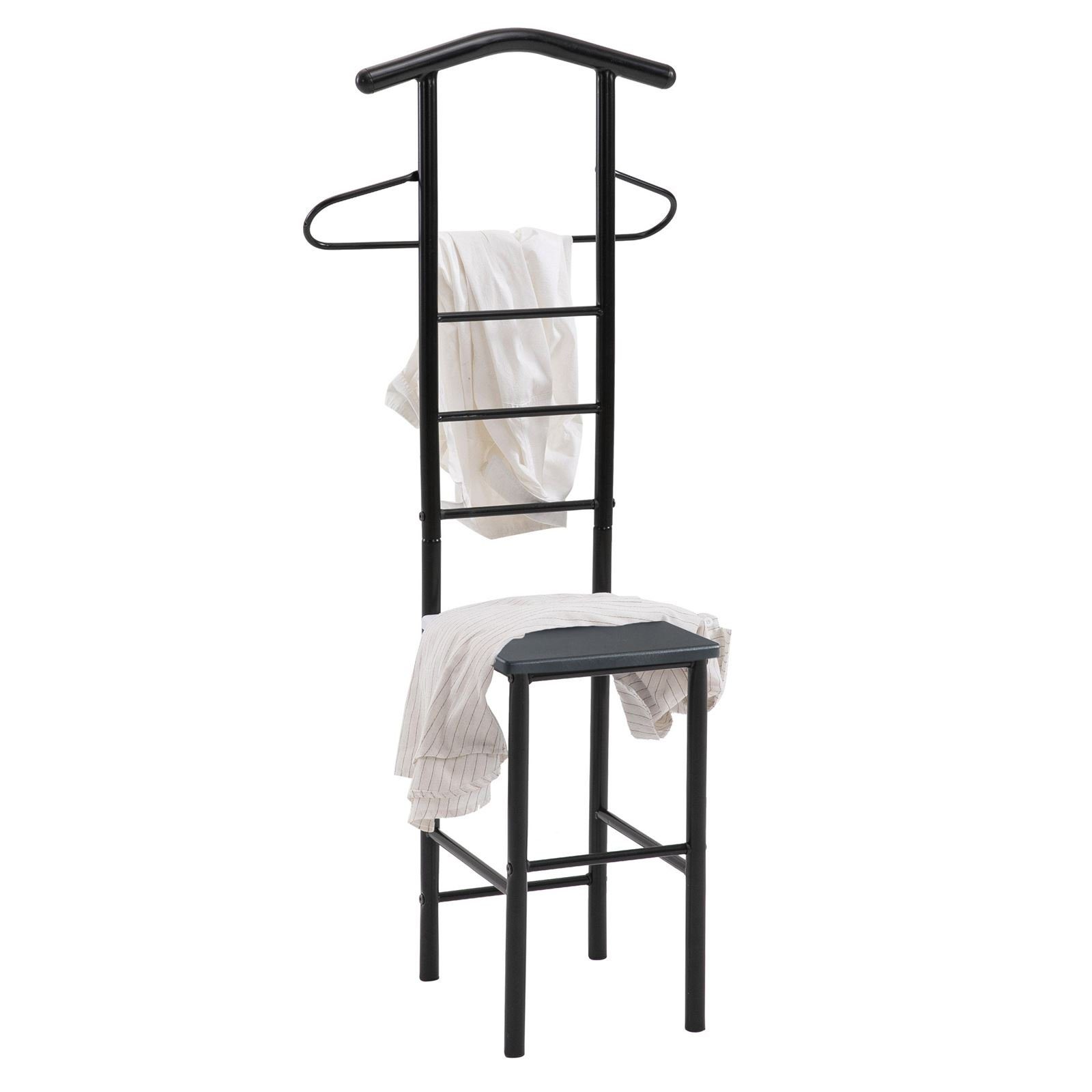 CARO-Möbel Herrendiener JIVO, Stummer Diener mit Hosenbügel Kleiderablage aus Metall schwarz