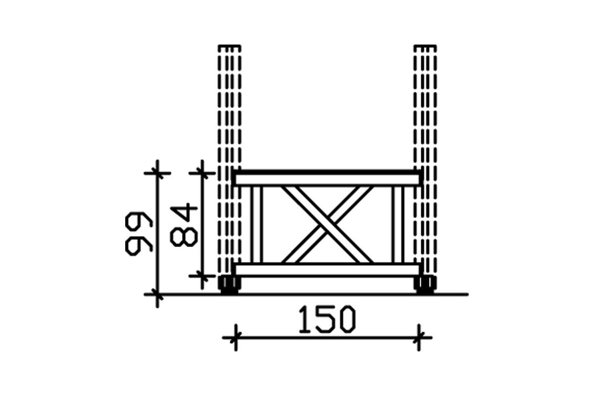Thumbnail - Skanholz Brüstungsgeländer Andreaskreuz, 150 cm Länge, 84 cm Höhe