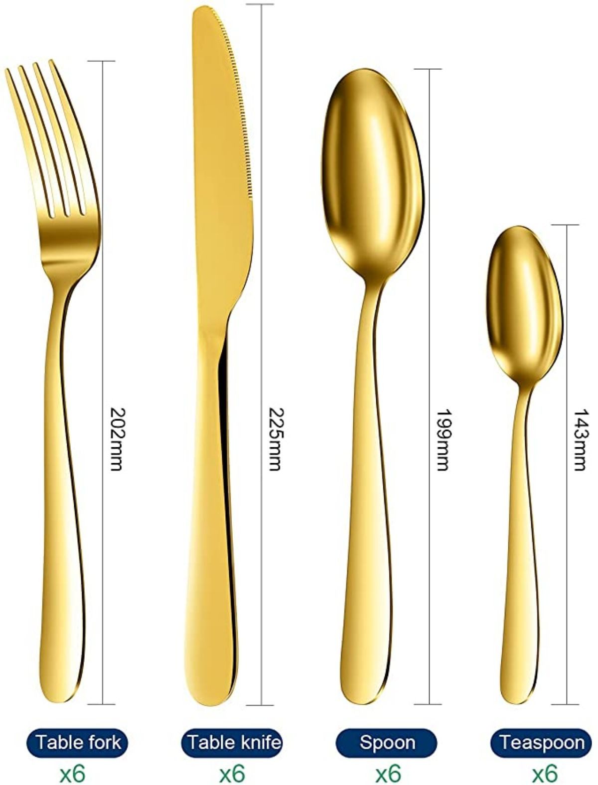KINSI Besteck-Set Besteck-Set, 4 Teile, Besteck, Spülmaschinengeeignet, Edelstahl, 1 Personen, Messer, Gabel, Löffel und Dessertlöffel, 4-teiliges Besteckset