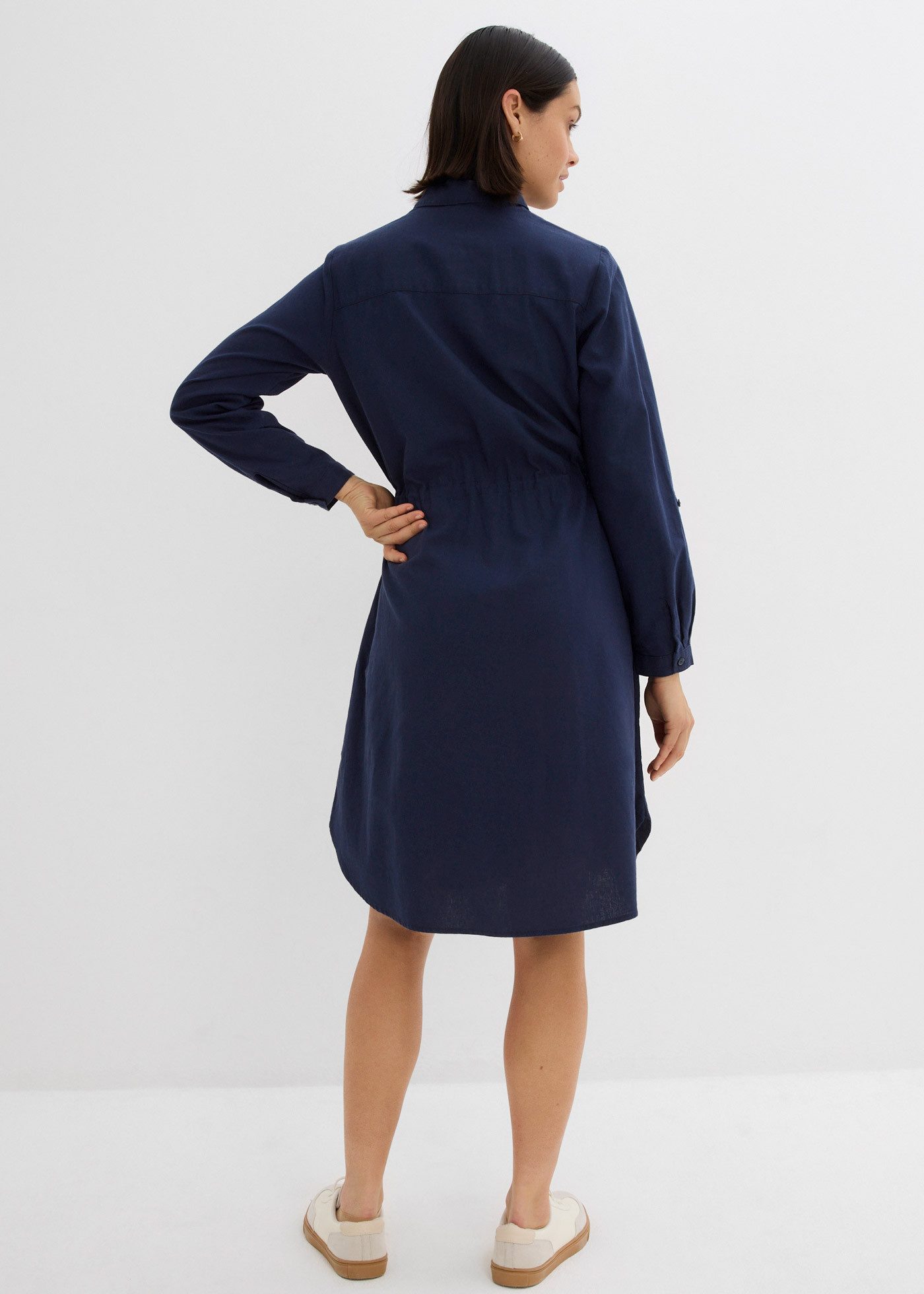 bonprix Midikleid (1-tlg) für lässigen Look, aus Leinen-Baumwoll-Mix, in A- günstig online kaufen