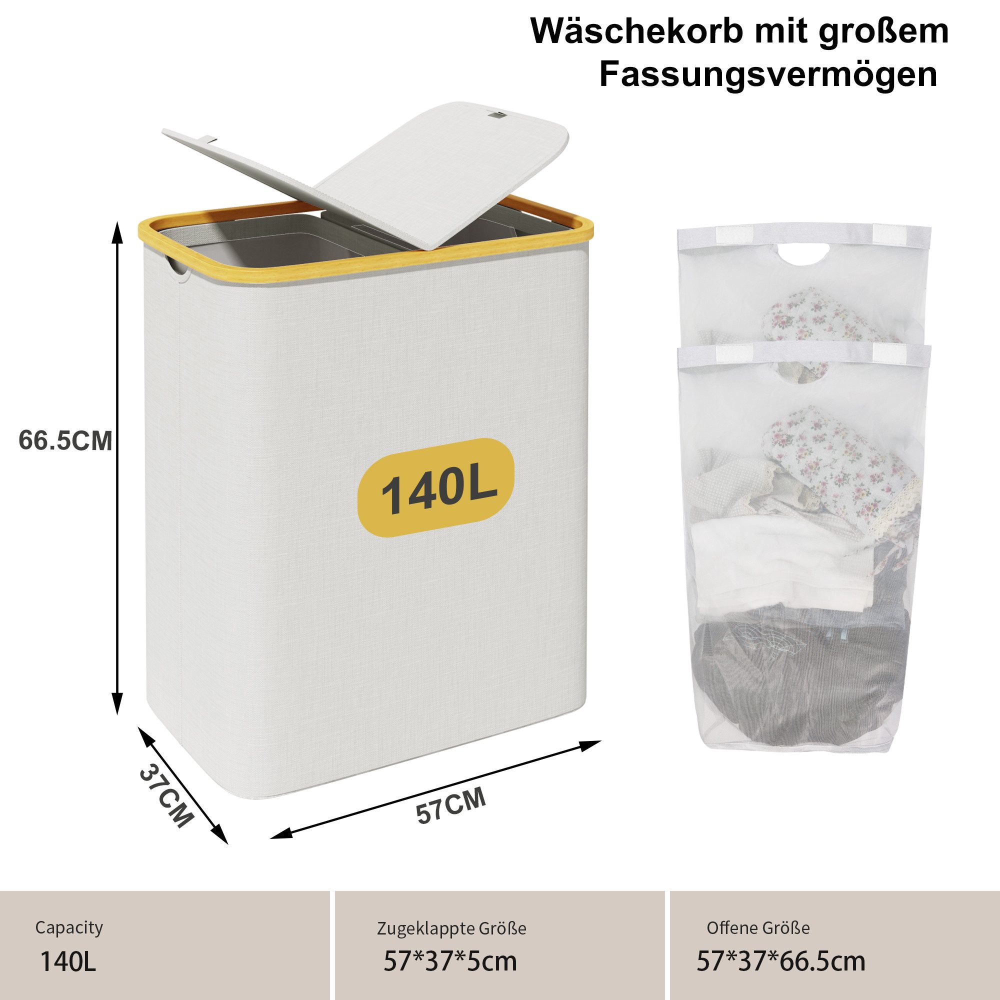 AdelDream Wäschekorb 140L 160L Wäschekorb mit Deckel günstig online kaufen