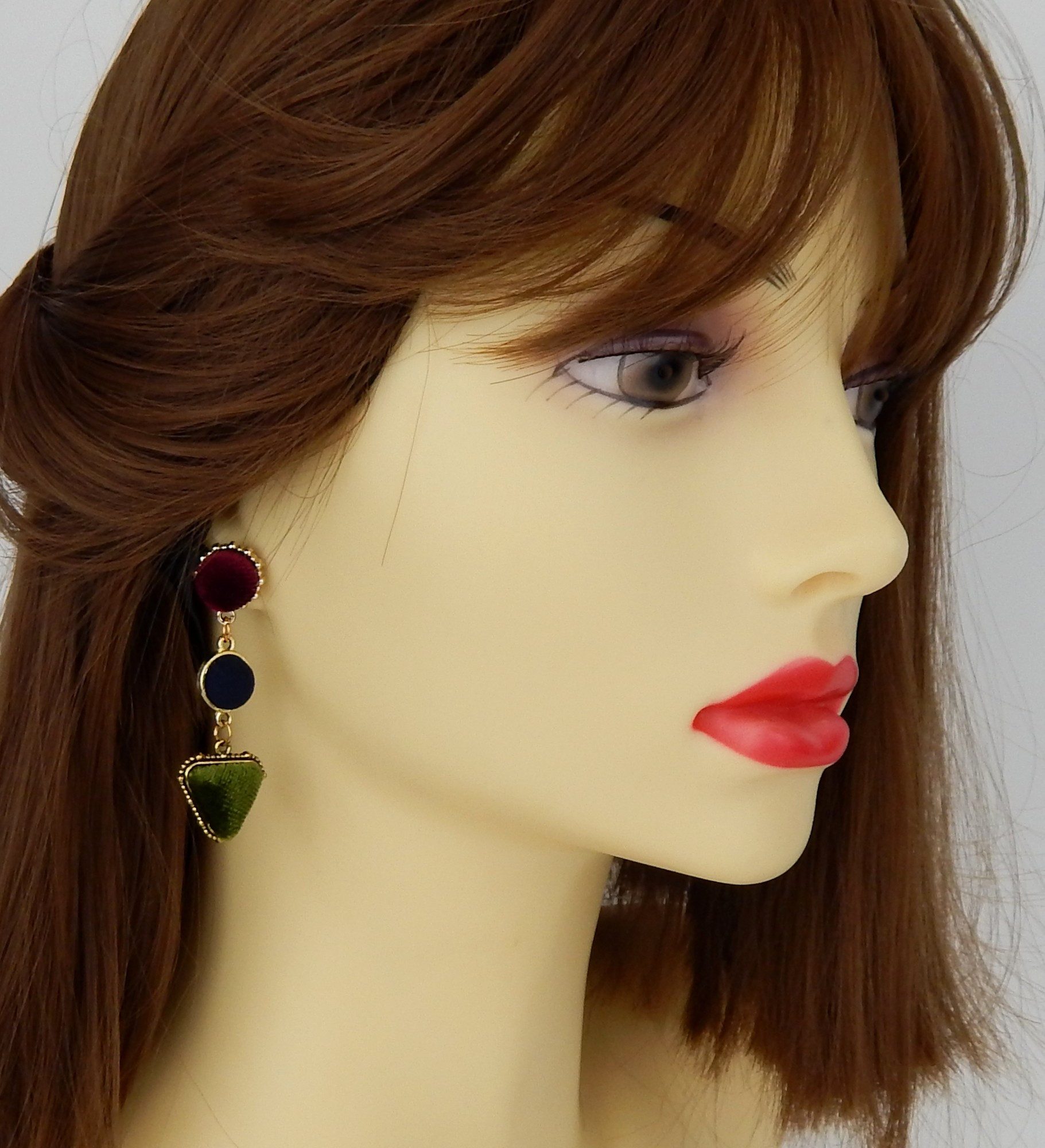 Ella Jonte Paar Ohrstecker, lange Ohrringe gold rot bordeaux grün schwarz S günstig online kaufen